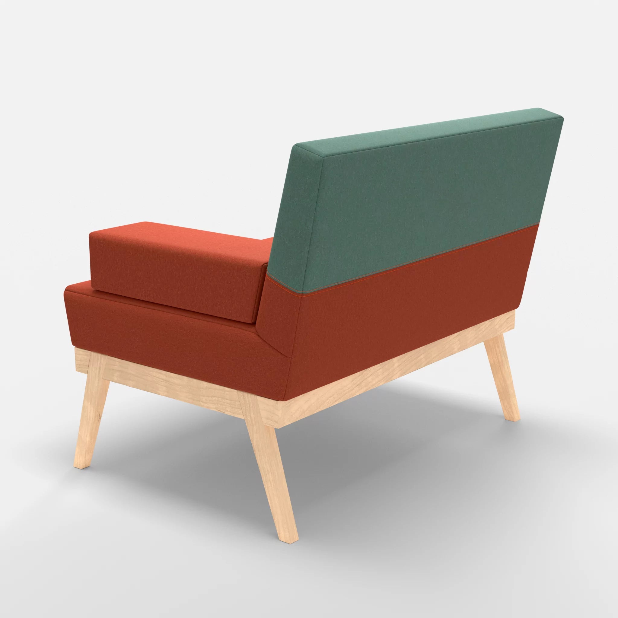 1er Sitzsofa Bauz dama0062-dama0045 in Orange und Türkis von hinten
