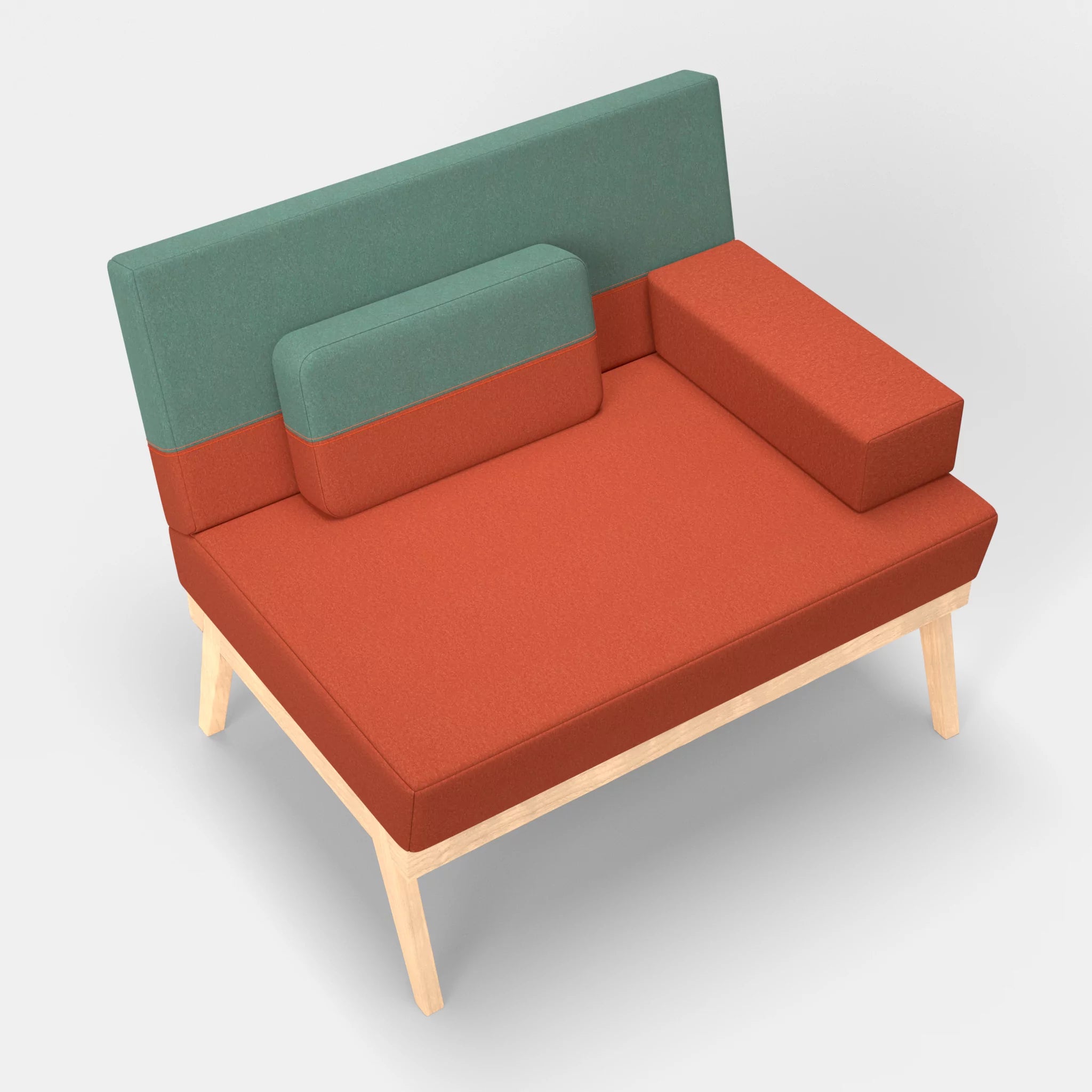 1er Sitzsofa Bauz dama0062-dama0045 in Orange und Türkis von oben