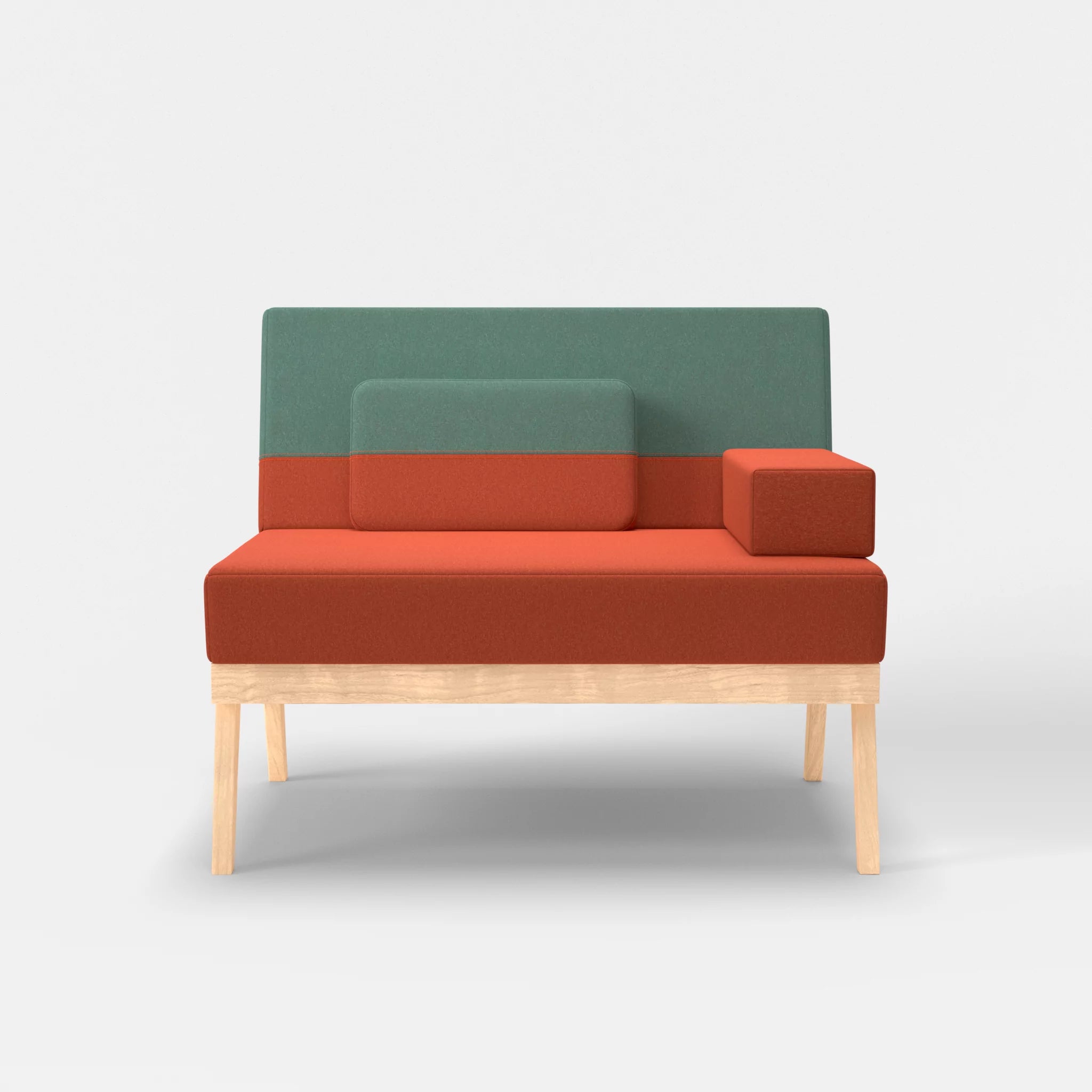 1er Sitzsofa Bauz dama0062-dama0045 in Orange und Türkis von vorne