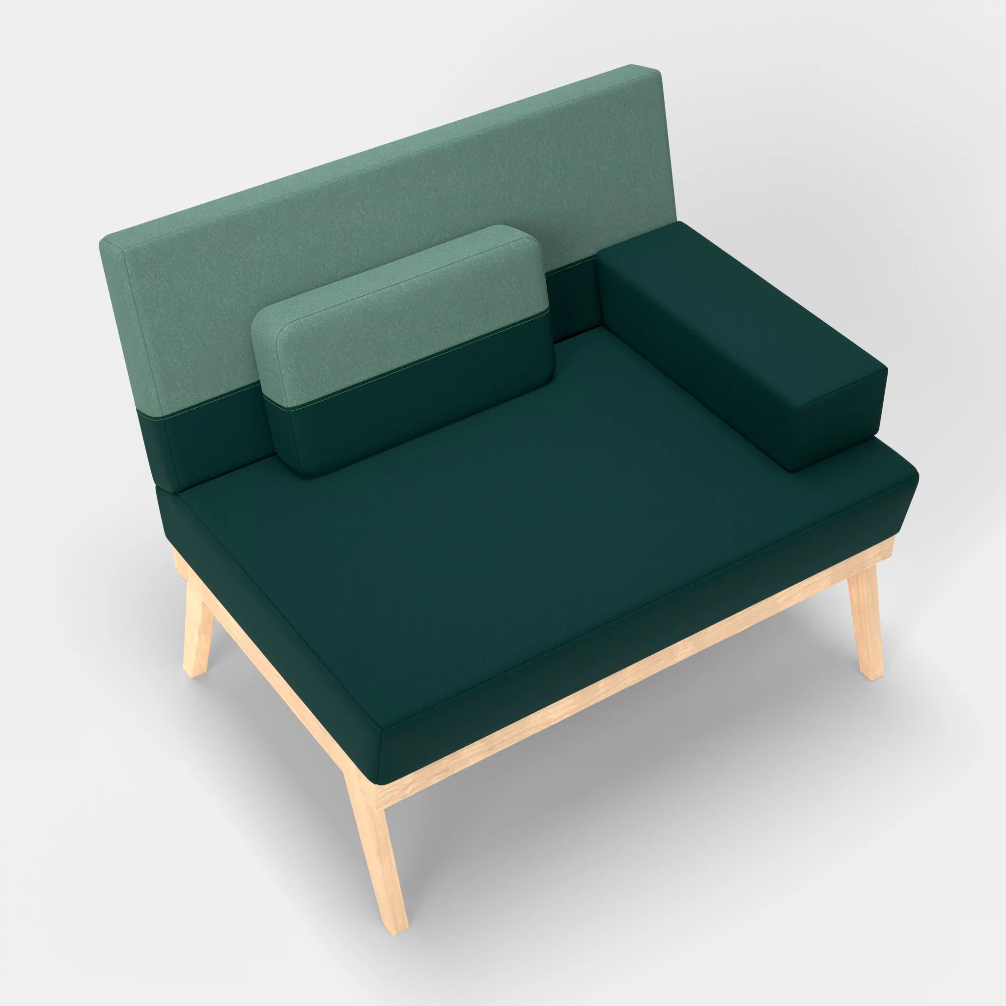 1er Sitzsofa Bauz dama0073-dama0045 in Petrol und Türkis von oben