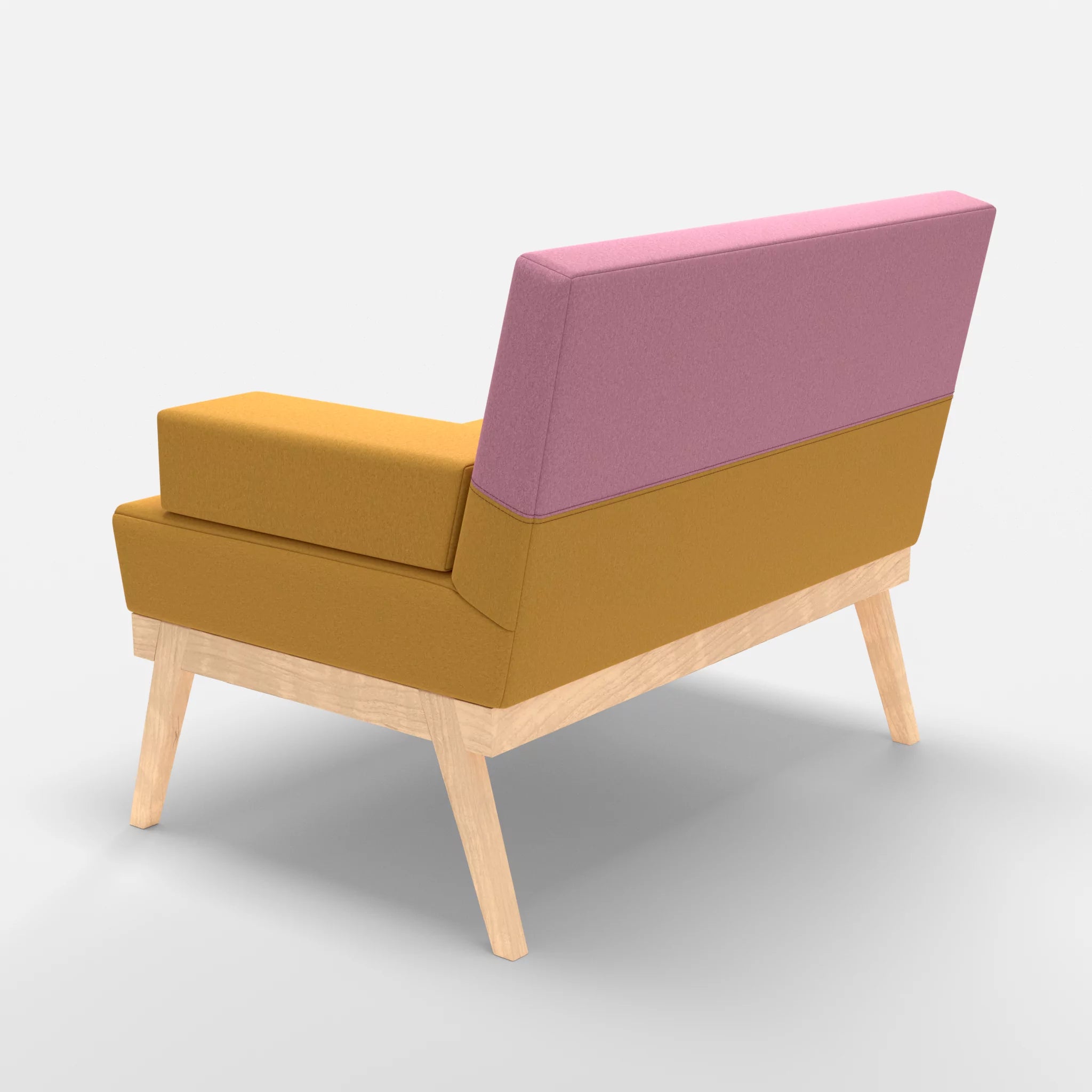 1er Sitzsofa Bauz dama0081-dama0084 in Curry und Rosa von hinten