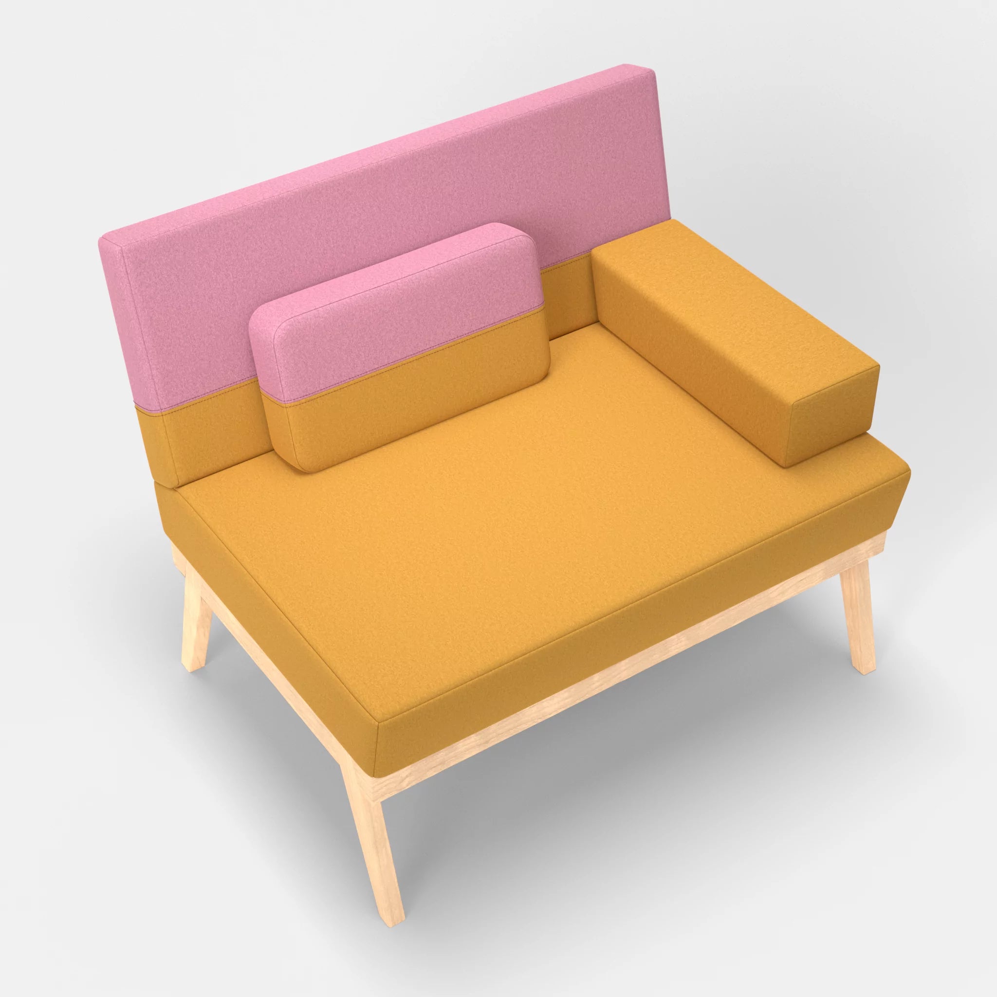 1er Sitzsofa Bauz dama0081-dama0084 in Curry und Rosa von oben