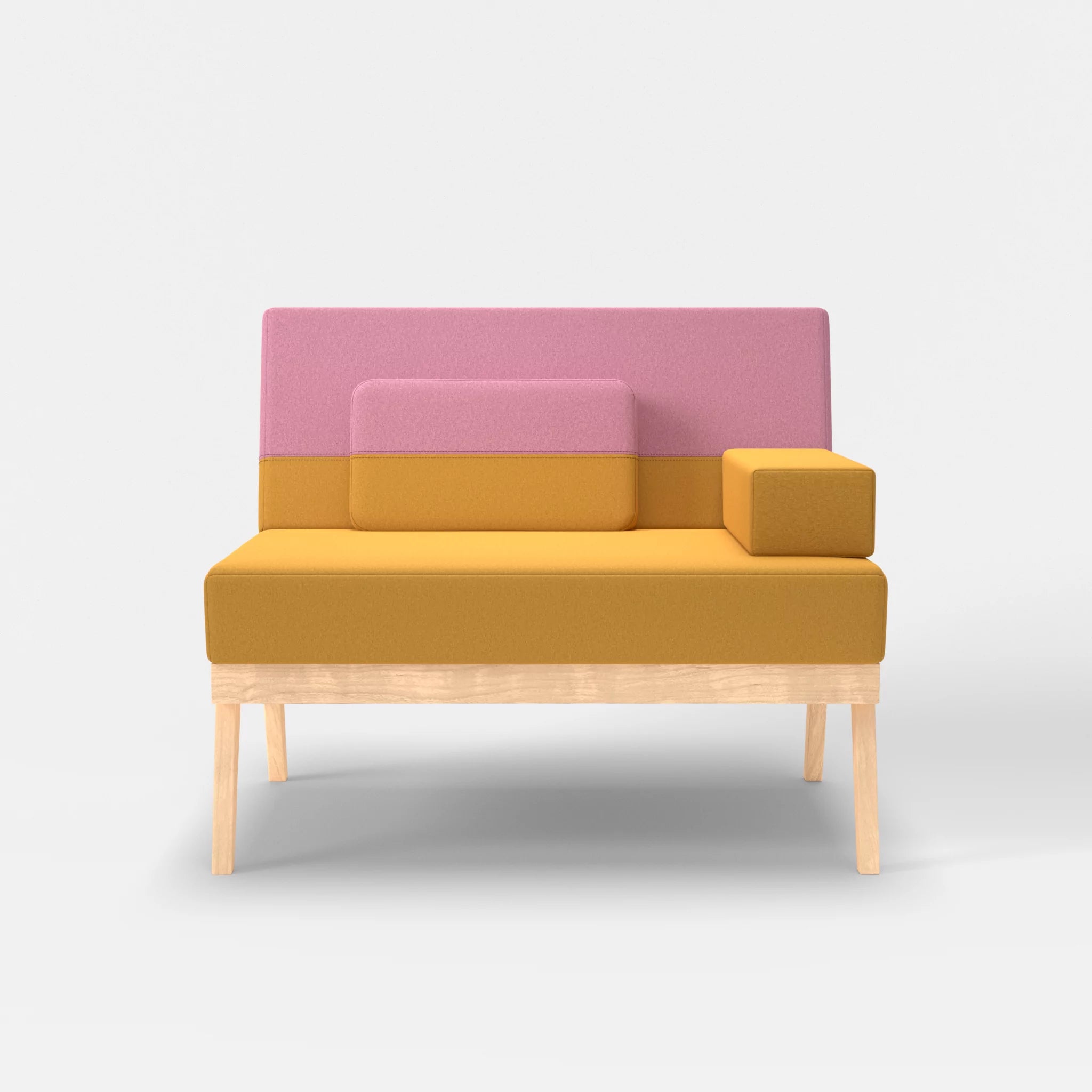 1er Sitzsofa Bauz dama0081-dama0084 in Curry und Rosa von vorne