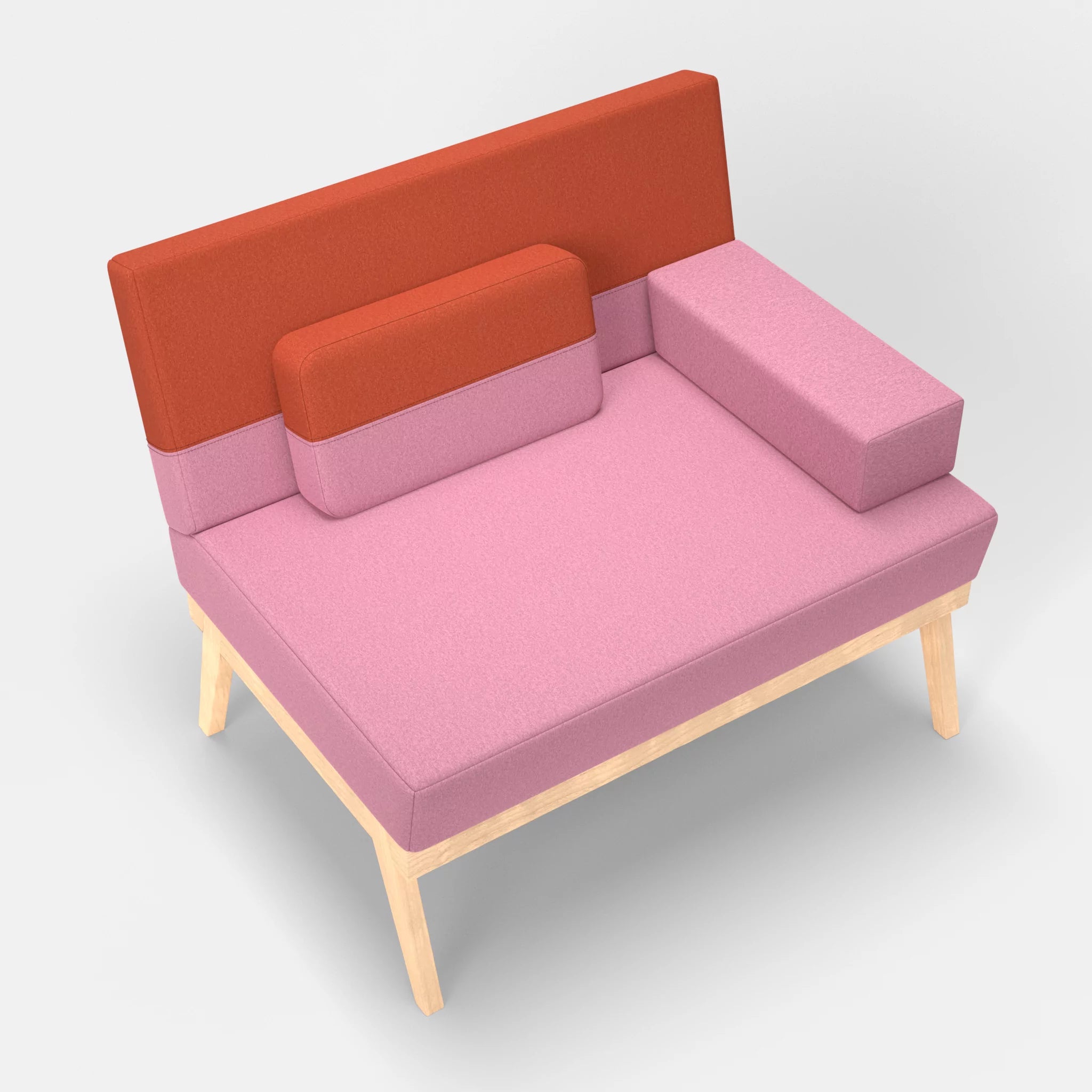 1er Sitzsofa Bauz dama0084-dama0062 in Rosa und Orange von oben
