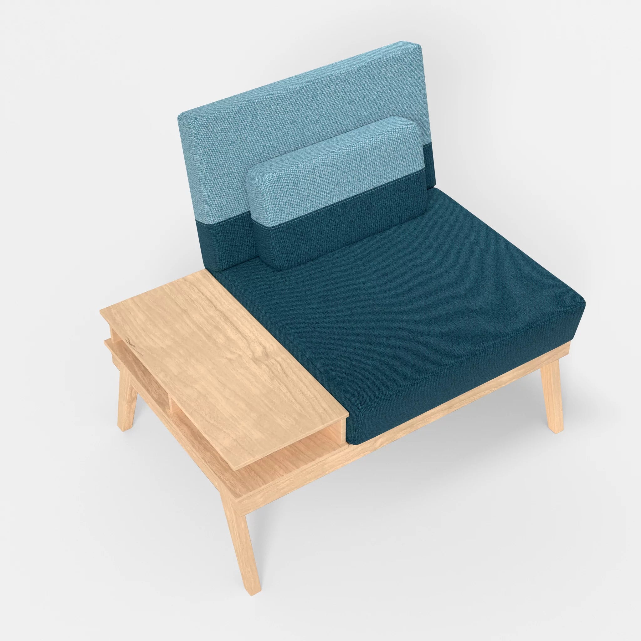 1er Sitzsofa Bauz mit Ablage links celia0203-celia0209 in Blau und Türkis von oben