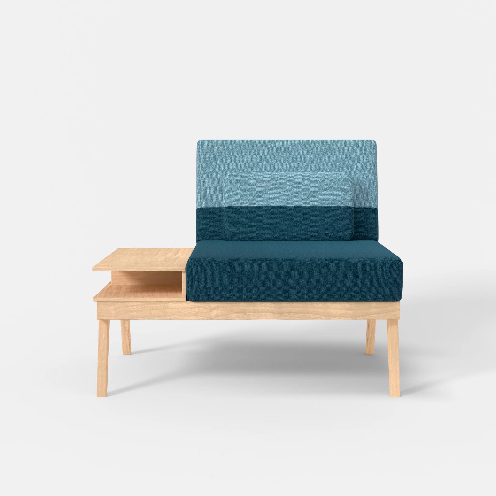 1er Sitzsofa Bauz mit Ablage links celia0203-celia0209 in Blau und Türkis von vorne