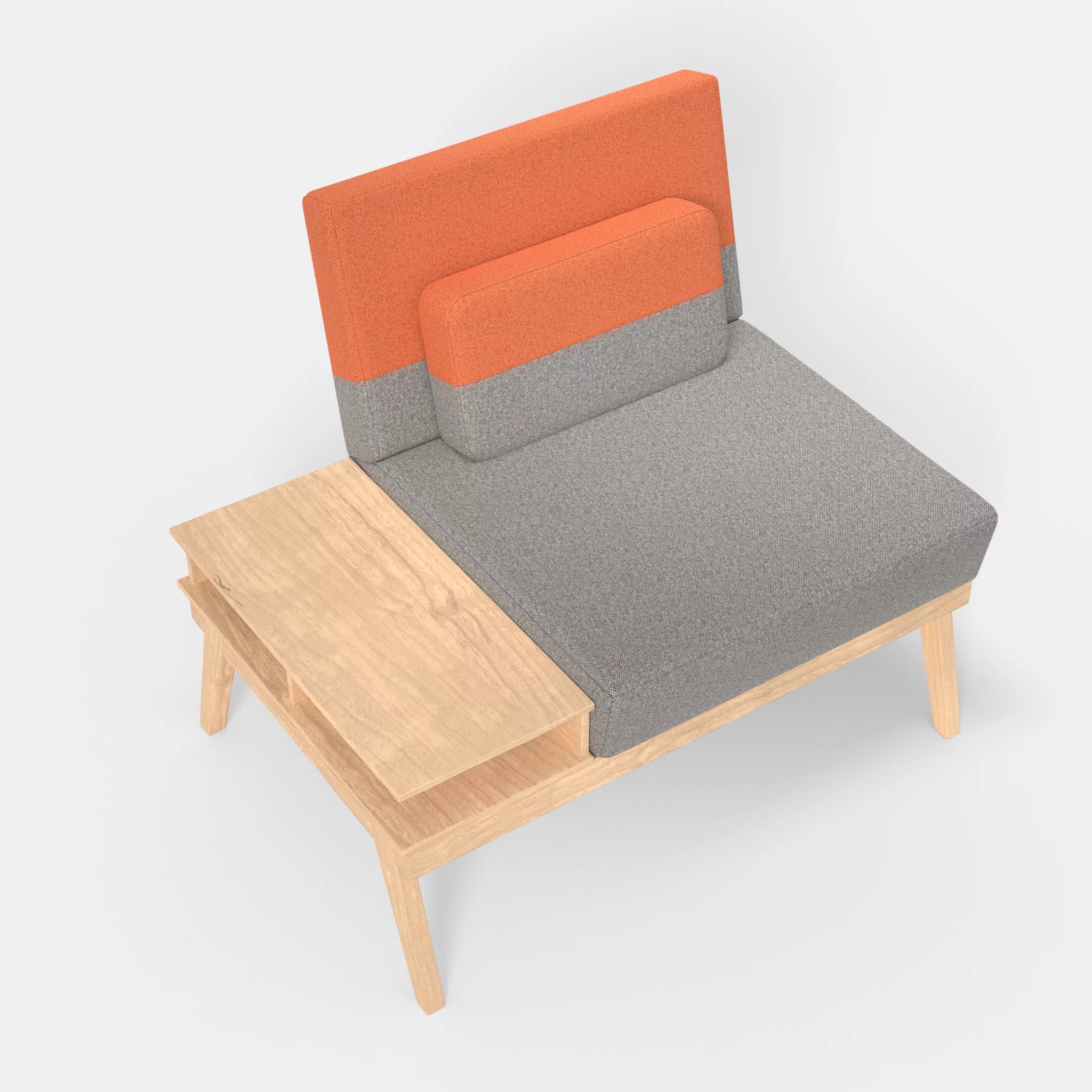 1er Sitzsofa Bauz mit Ablage links celia0208-celia0215 in Mittelgrau und Orange von oben