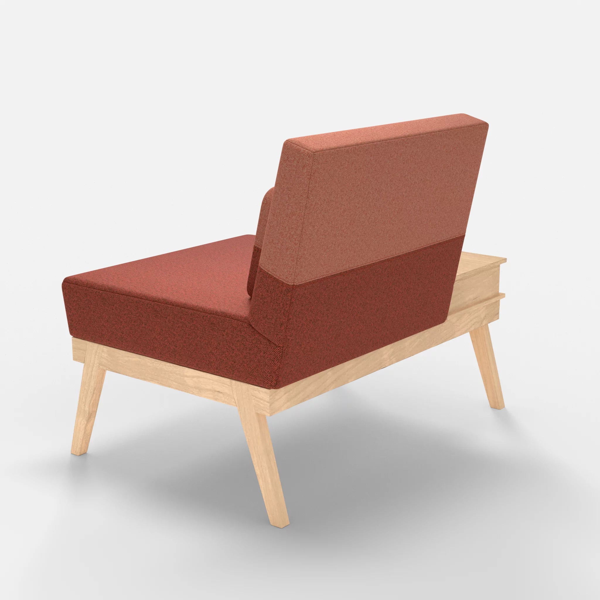 1er Sitzsofa Bauz mit Ablage links celia0214-celia0217 in Terracotta und Orange von hinten
