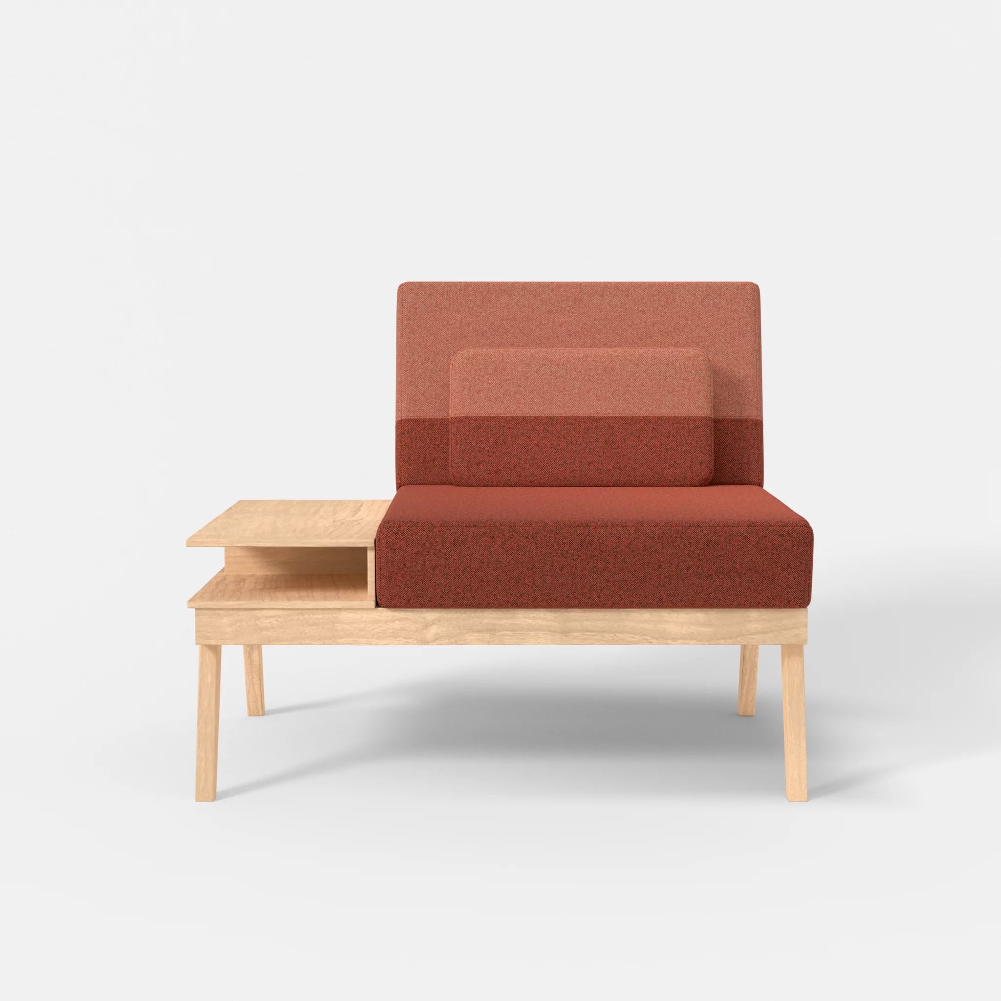 1er Sitzsofa Bauz mit Ablage links celia0214-celia0217 in Terracotta und Orange von vorne