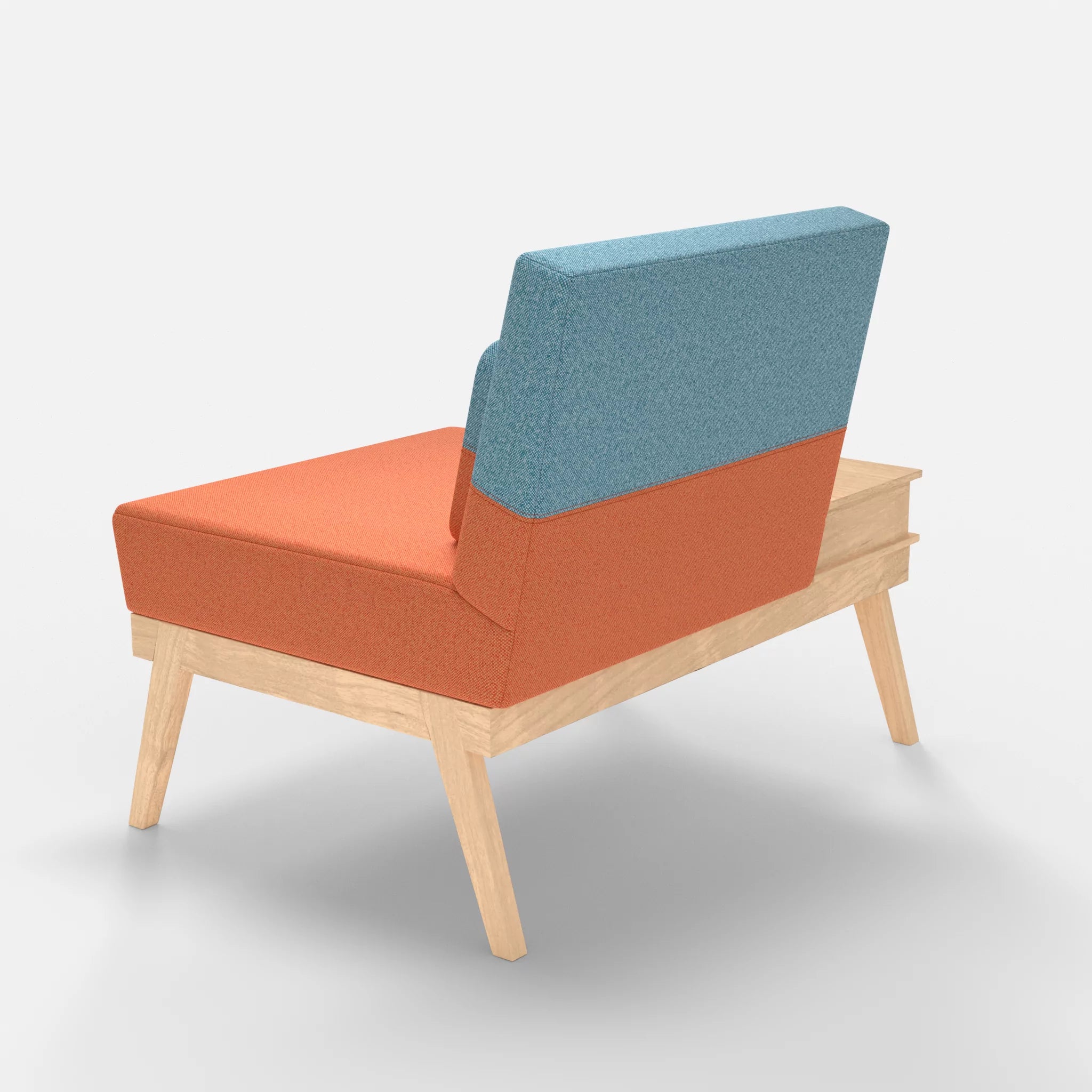 1er Sitzsofa Bauz mit Ablage links celia0215-celia0209 in Orange und Türkis von hinten