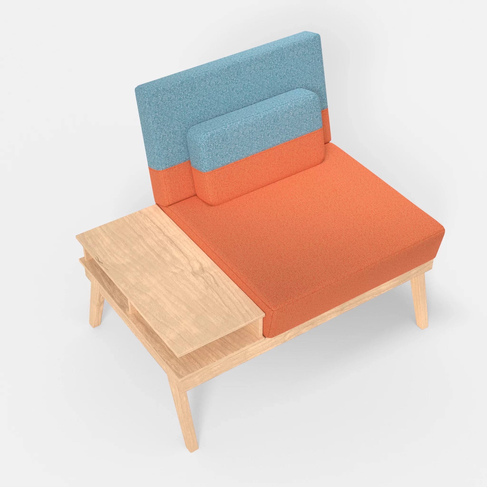 1er Sitzsofa Bauz mit Ablage links celia0215-celia0209 in Orange und Türkis von oben