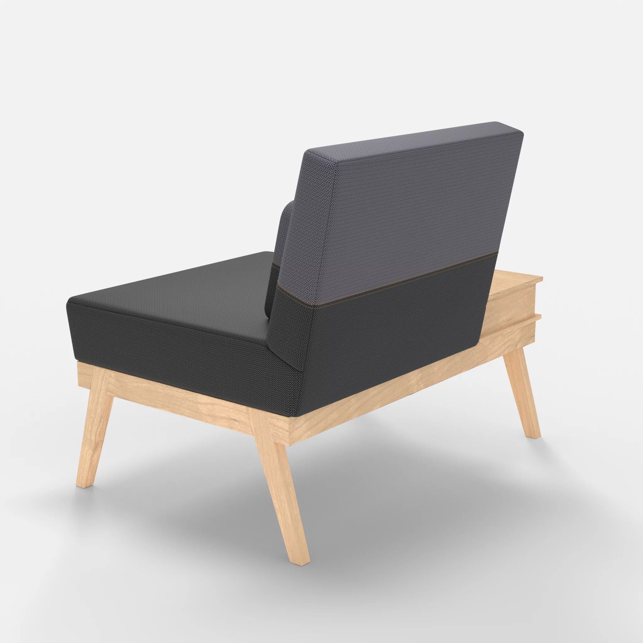 1er Sitzsofa Bauz mit Ablage links credoasphalt-credocarbon in Anthrazit und Dunkelgrau von hinten