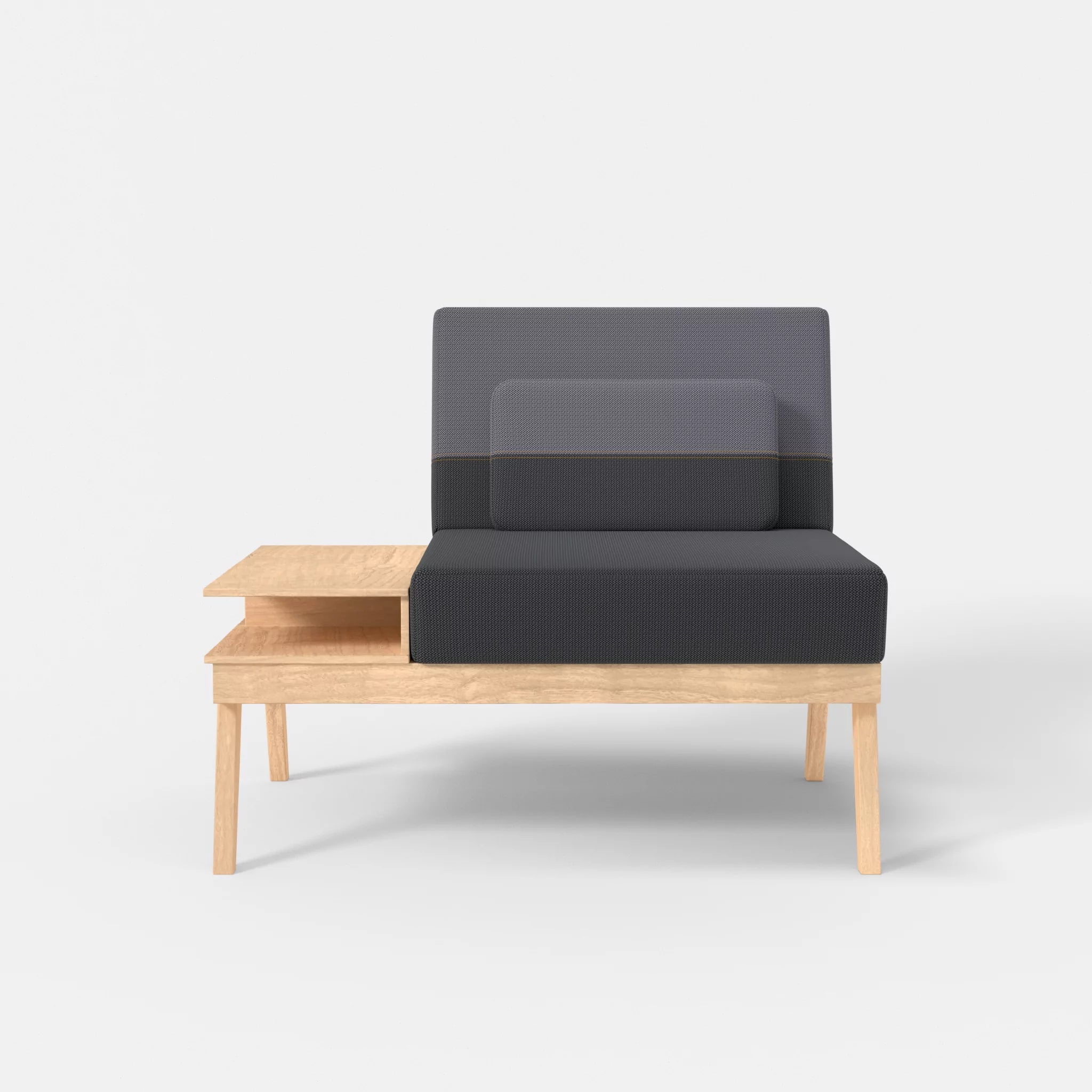 1er Sitzsofa Bauz mit Ablage links credoasphalt-credocarbon in Anthrazit und Dunkelgrau von vorne