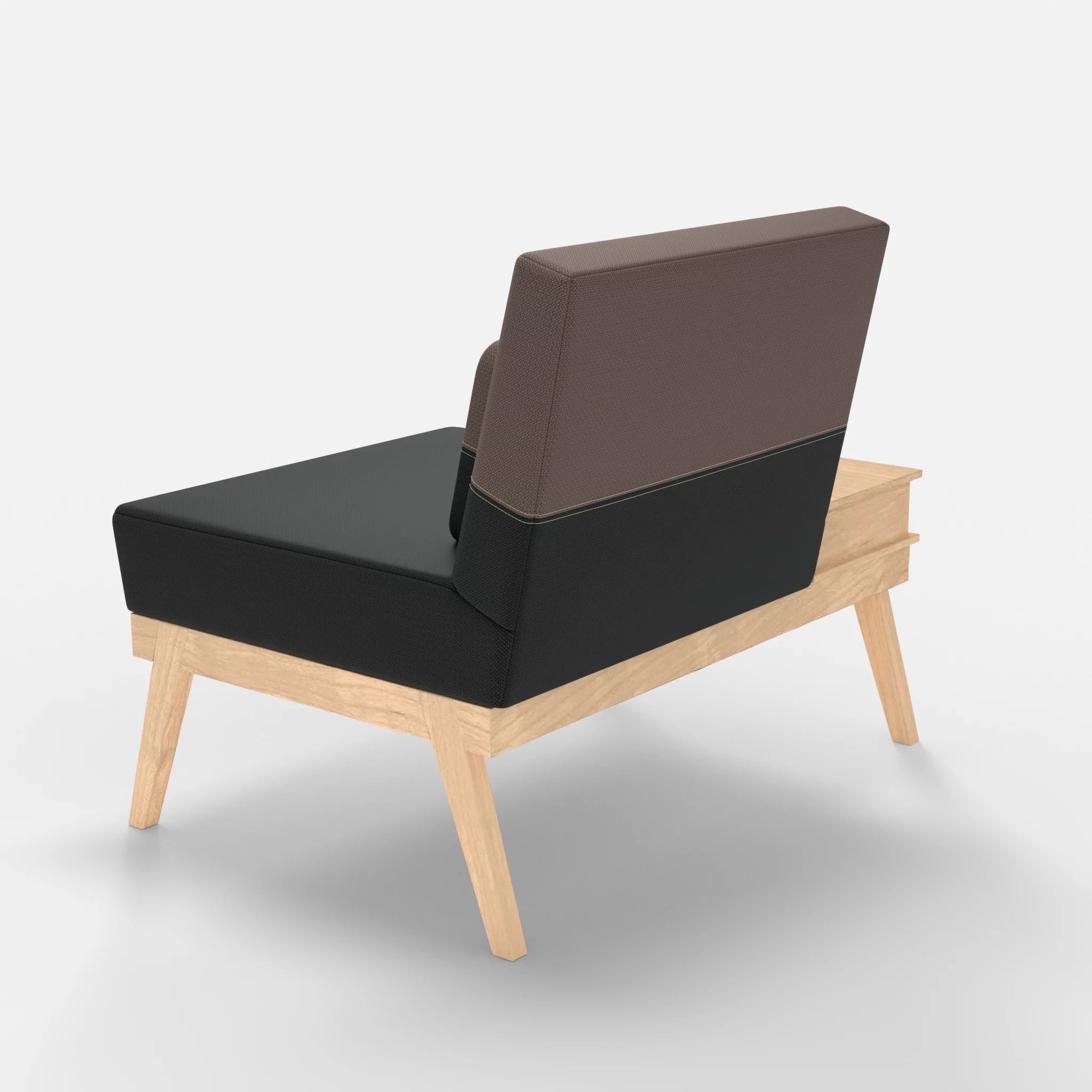 1er Sitzsofa Bauz mit Ablage links credoblack-credowalnut in Schwarz und Dunkelgrau von hinten