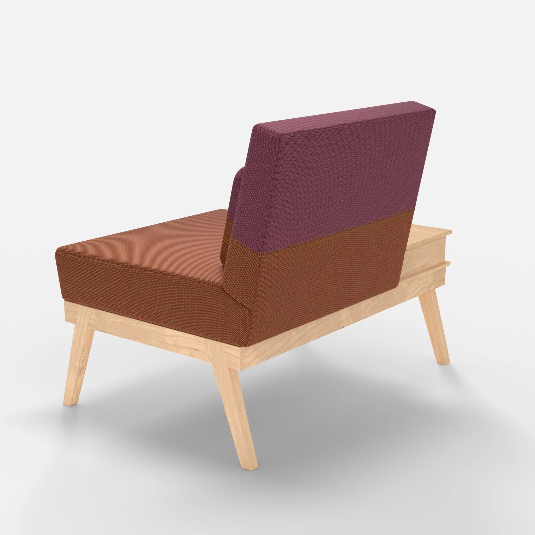 1er Sitzsofa Bauz mit Ablage links credokupfer-credobreva in Braun und Violett von hinten