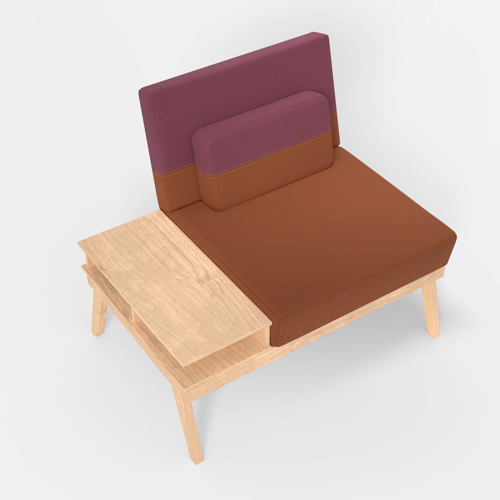 1er Sitzsofa Bauz mit Ablage links credokupfer-credobreva in Braun und Violett von oben