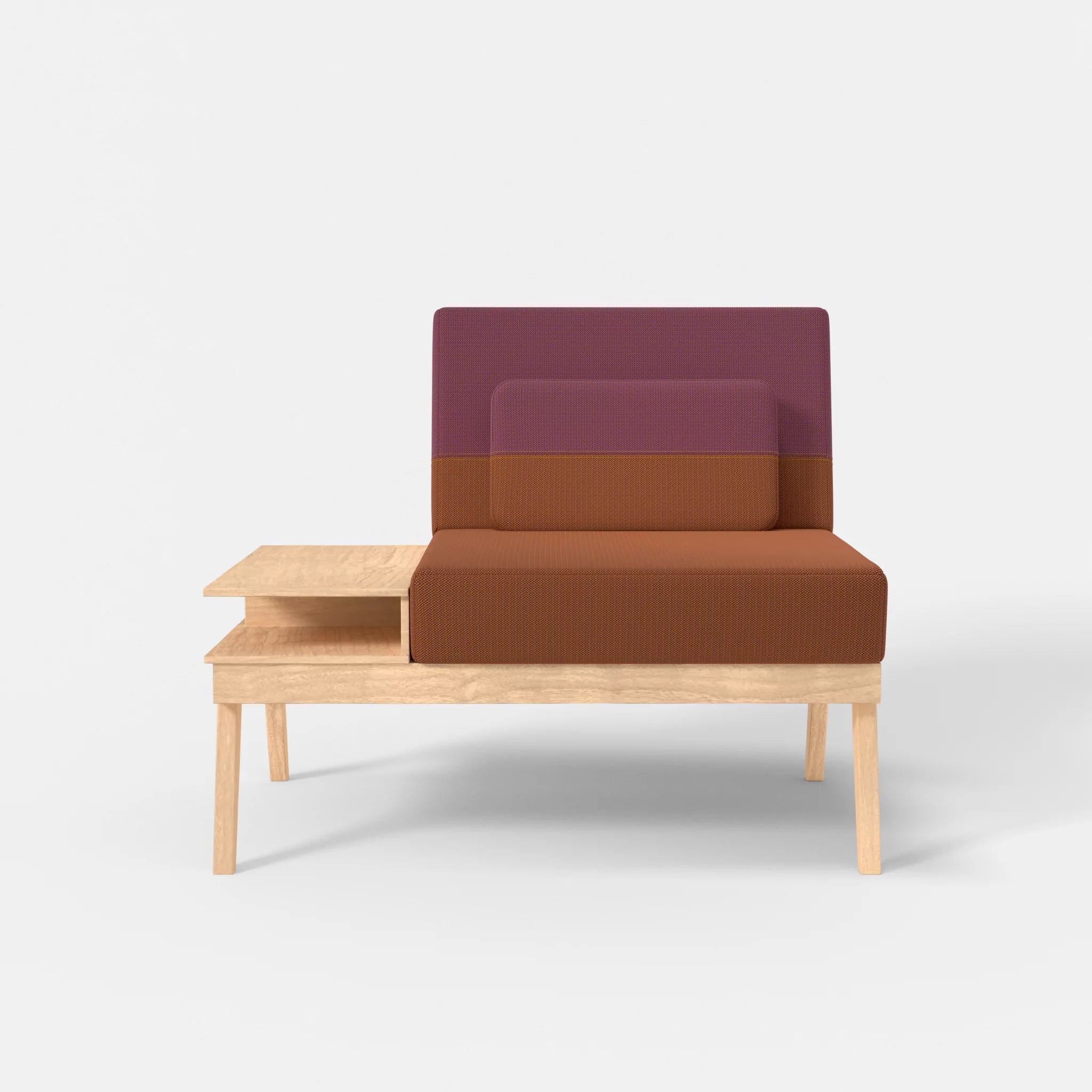 1er Sitzsofa Bauz mit Ablage links credokupfer-credobreva in Braun und Violett von vorne