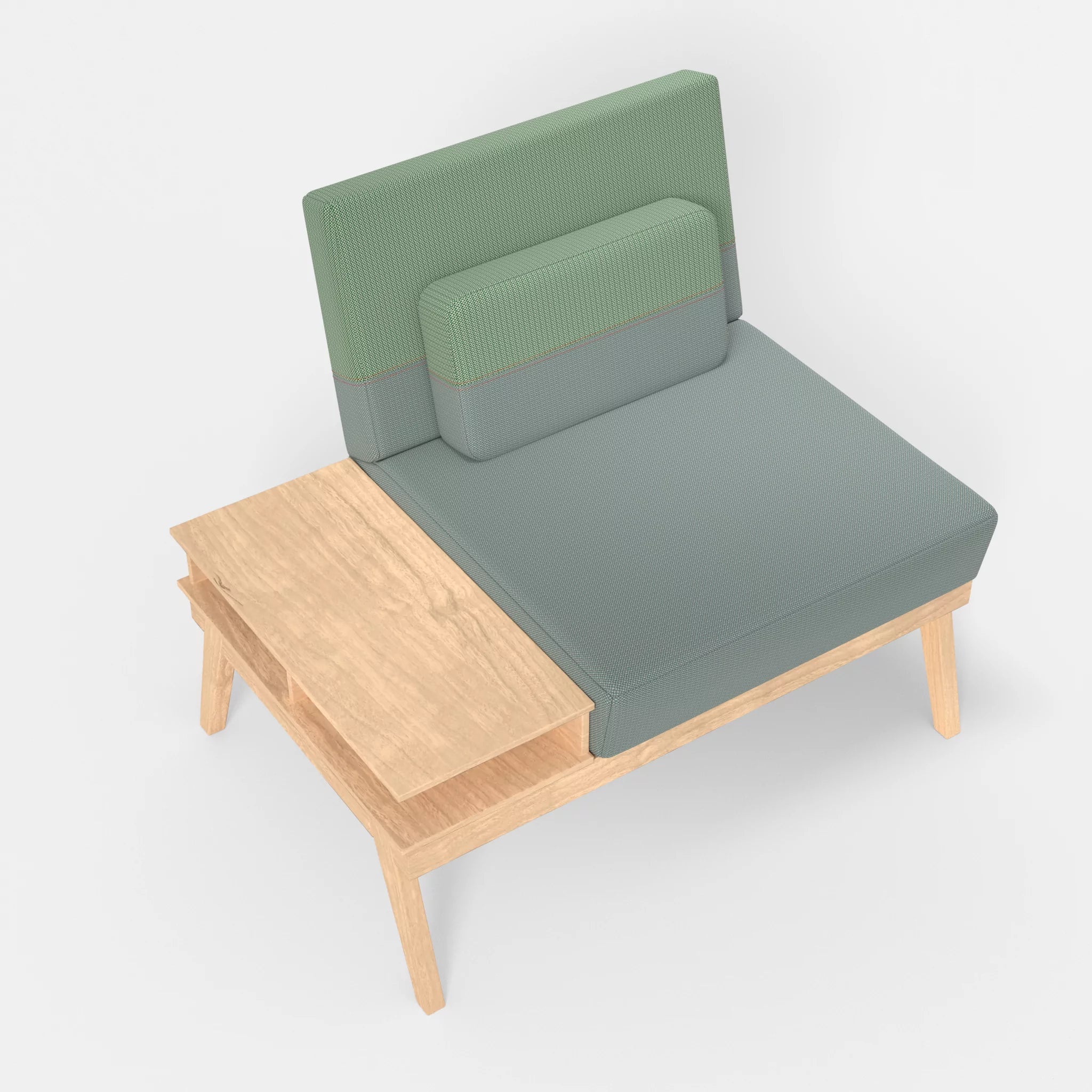 1er Sitzsofa Bauz mit Ablage links credolake-credoaloe in Graublau und Hellgrün von oben