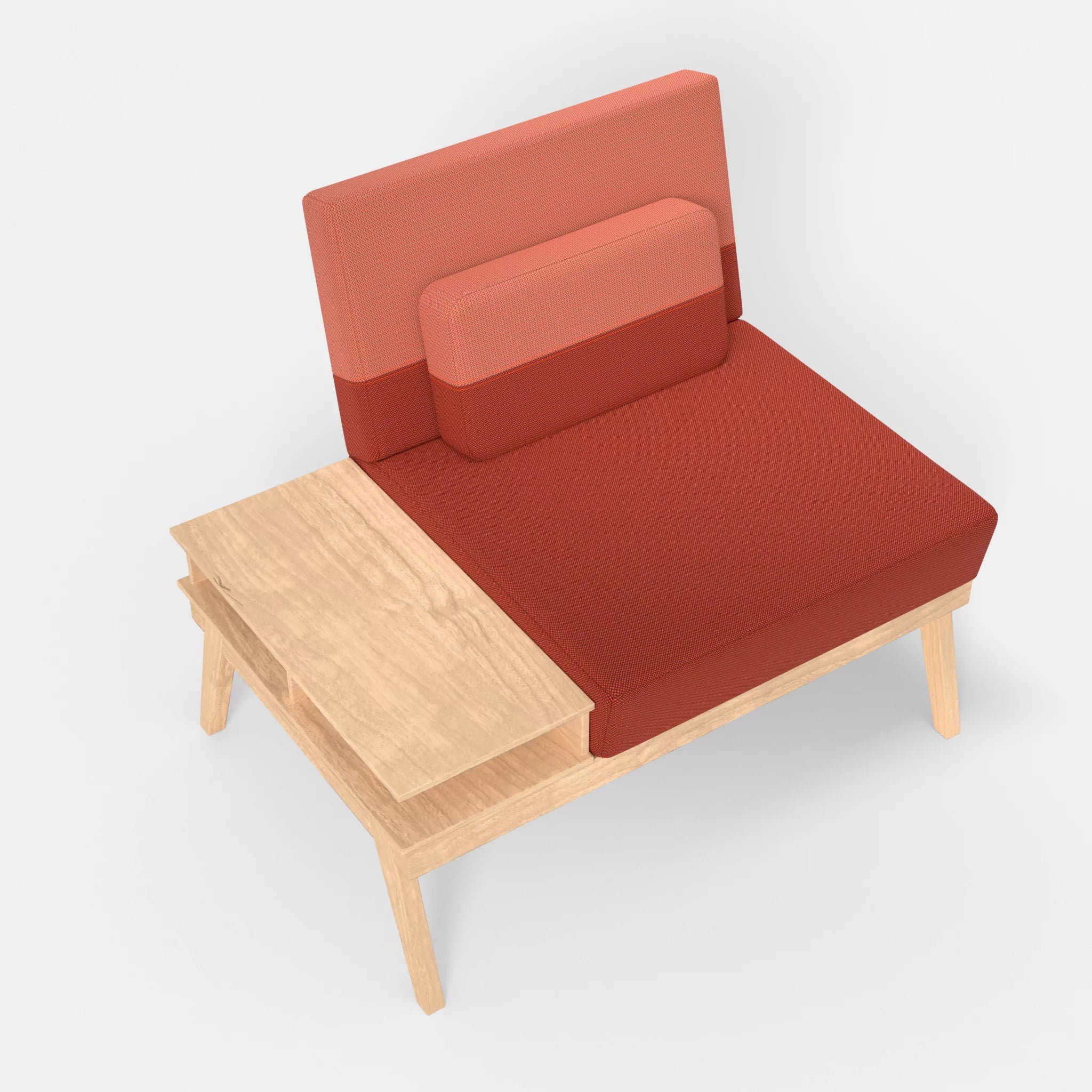 1er Sitzsofa Bauz mit Ablage links credolampion-credograpefruit in Rot und Coral von oben