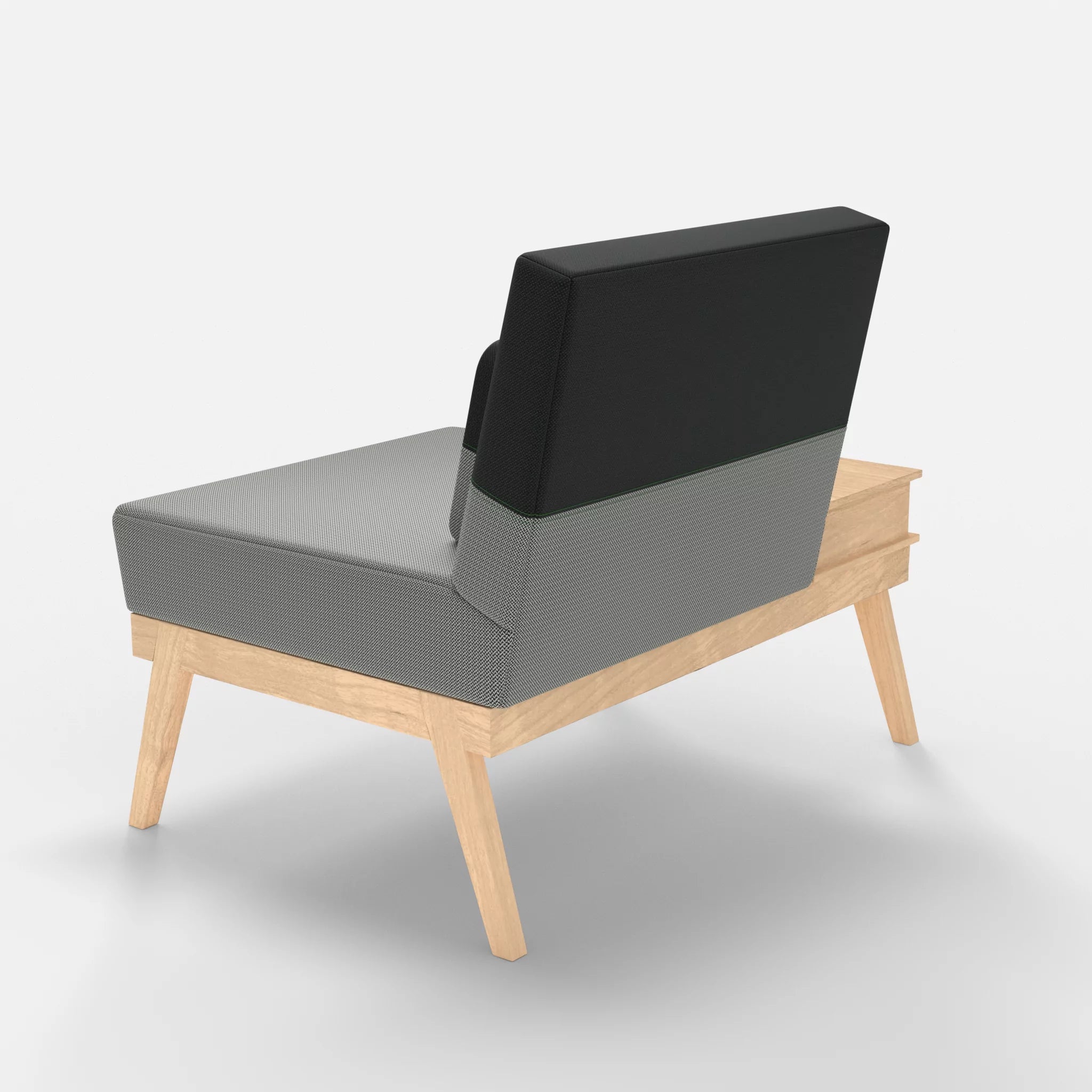 1er Sitzsofa Bauz mit Ablage links credopepper-credoblack in Dunkelgrau und Schwarz von hinten