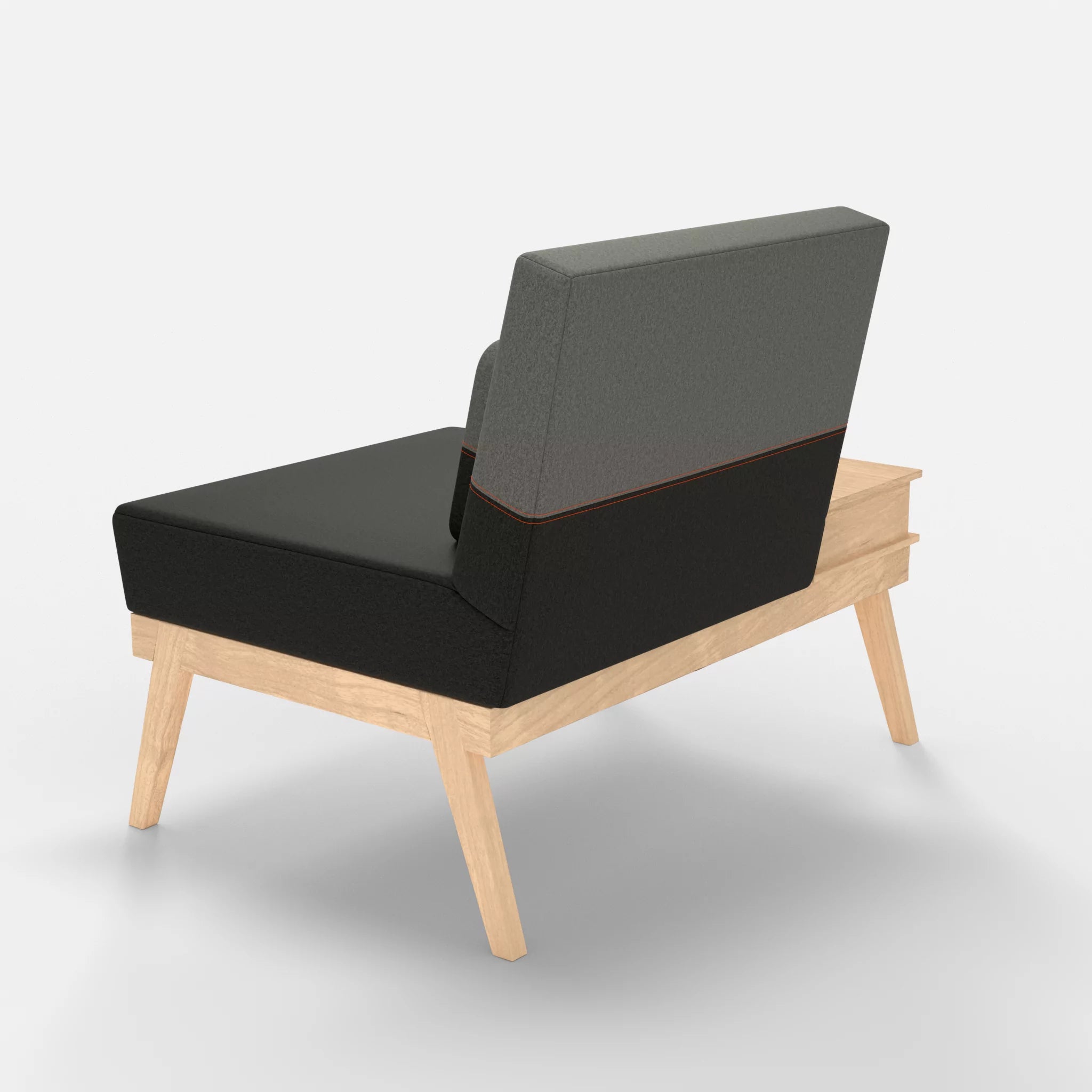 1er Sitzsofa Bauz mit Ablage links dama0002-dama0003 in Anthrazit und Mittelgrau von hinten
