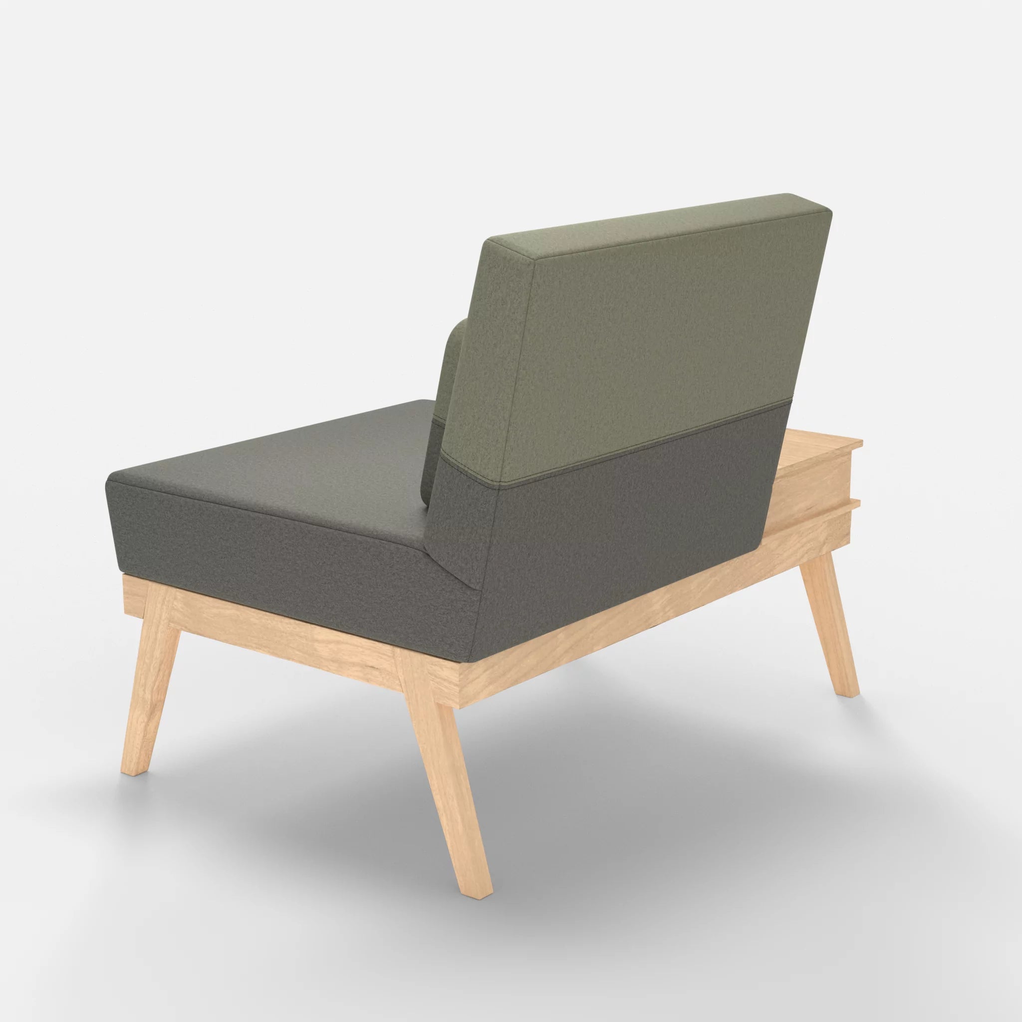 1er Sitzsofa Bauz mit Ablage links dama0003-dama0057 in Mittelgrau und Hellgrau von hinten