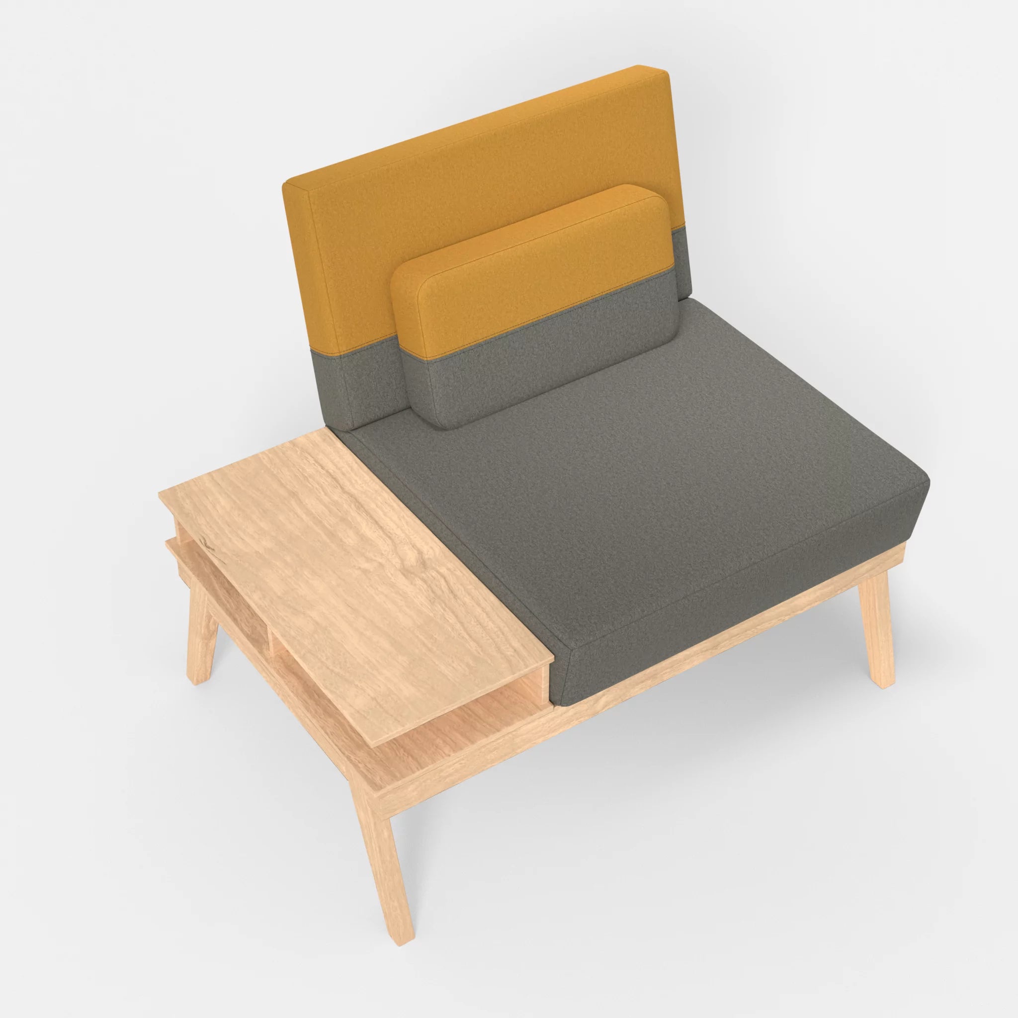 1er Sitzsofa Bauz mit Ablage links dama0003-dama0081 in Mittelgrau und Curry von oben
