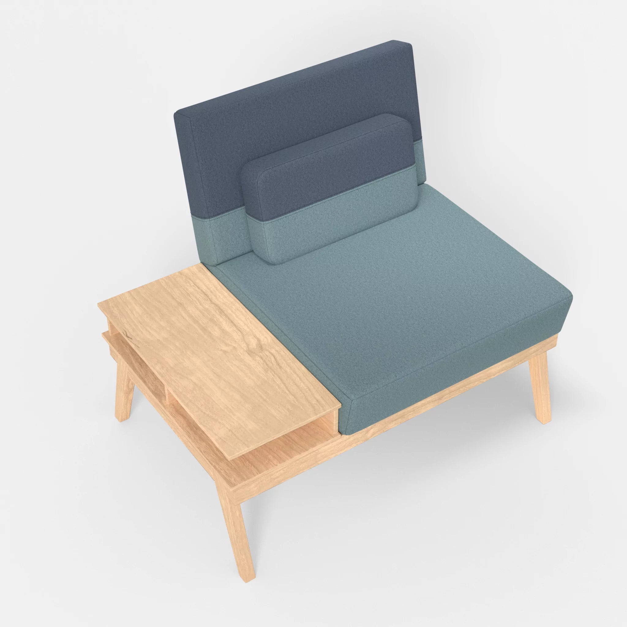 1er Sitzsofa Bauz mit Ablage links dama0016-dama0075 in Hellblau und Blau von oben