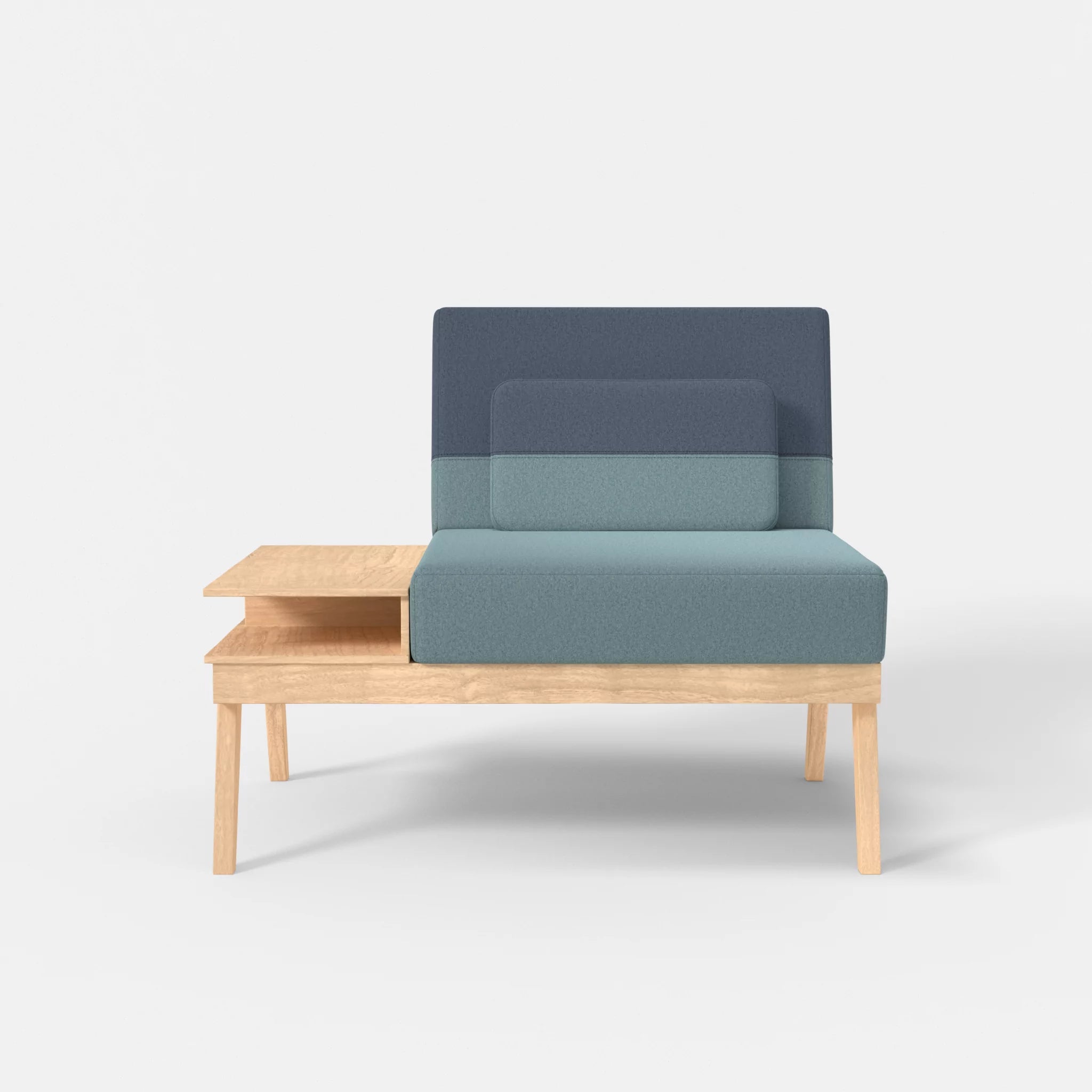 1er Sitzsofa Bauz mit Ablage links dama0016-dama0075 in Hellblau und Blau von vorne