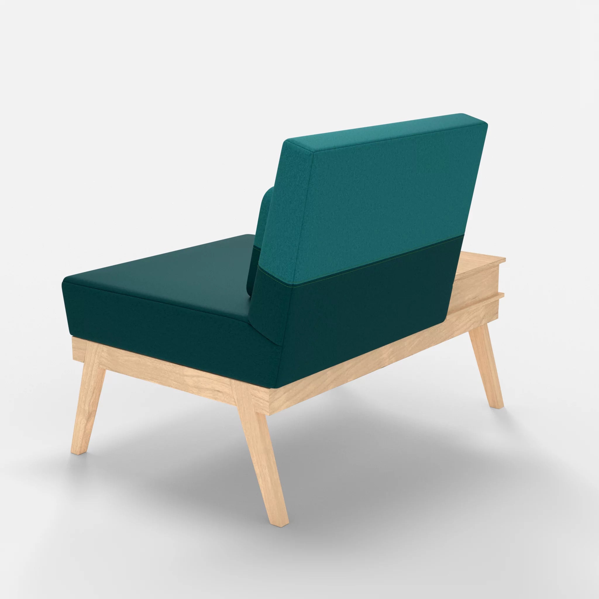 1er Sitzsofa Bauz mit Ablage links dama0018-dama0076 in Türkis und Türkis von hinten