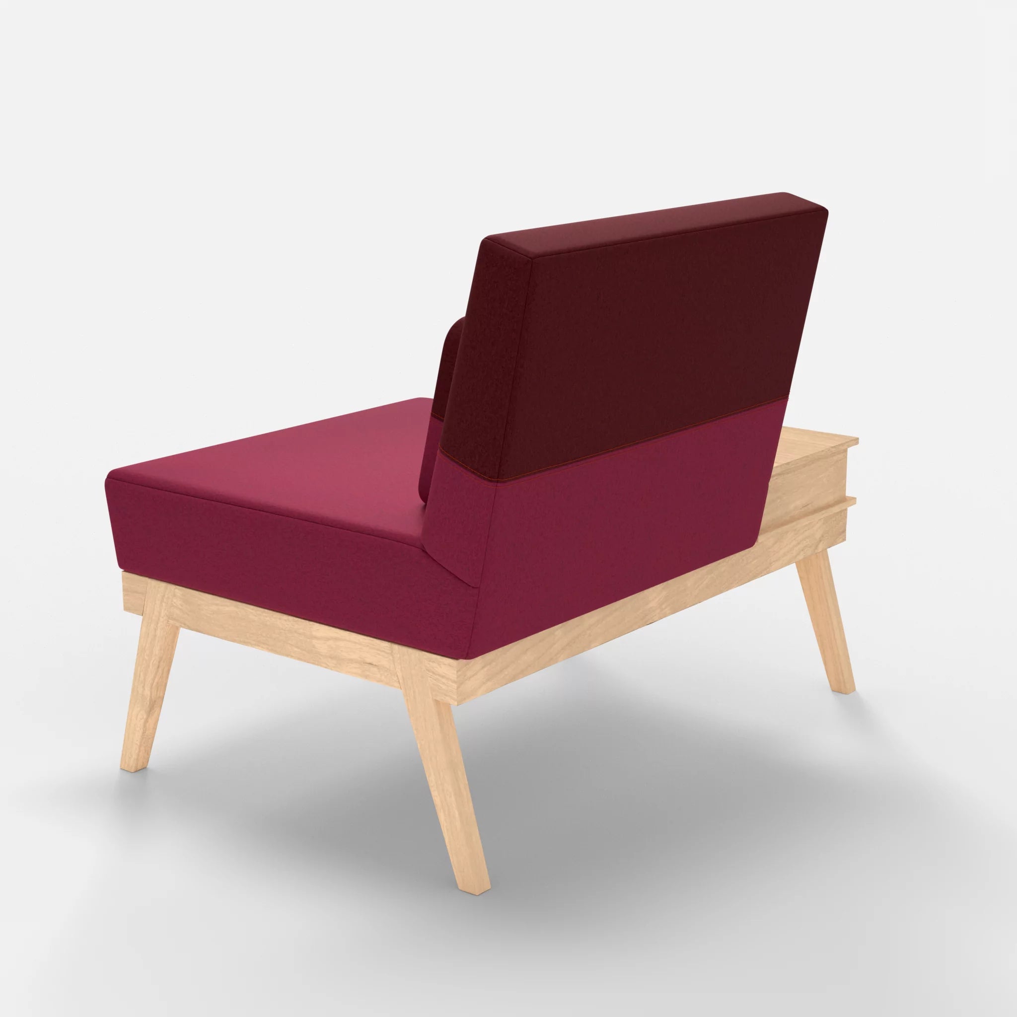 1er Sitzsofa Bauz mit Ablage links dama0034-dama0050 in Bordeaux und Fuchsia von hinten