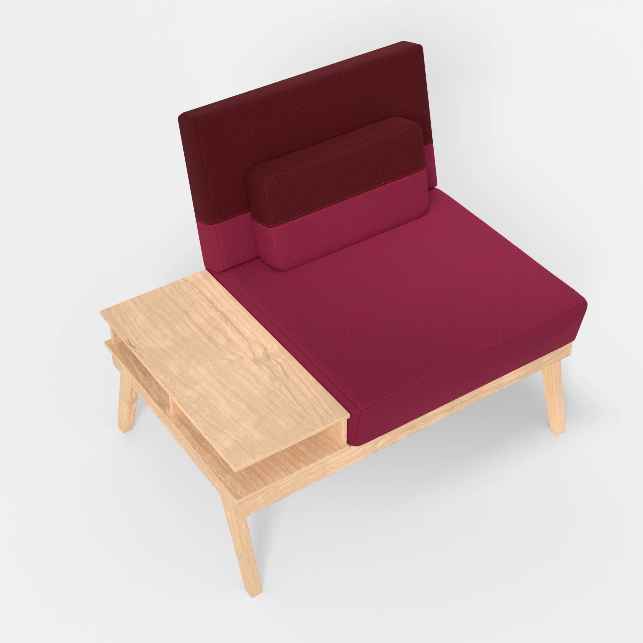 1er Sitzsofa Bauz mit Ablage links dama0034-dama0050 in Bordeaux und Fuchsia von oben