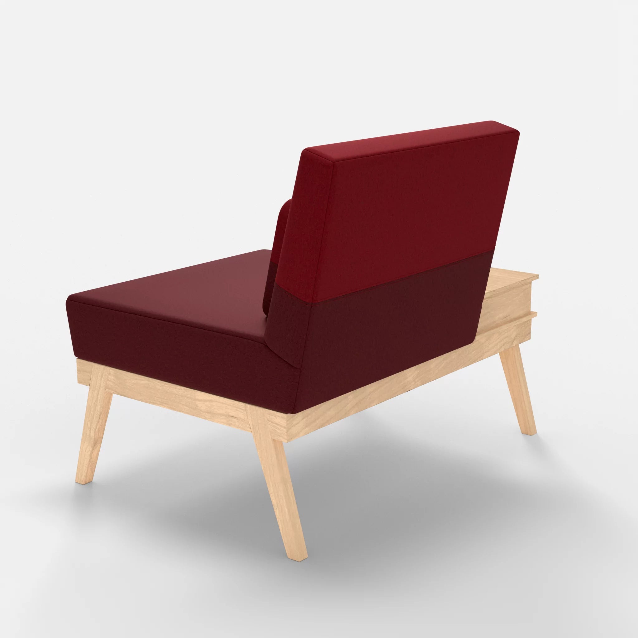 1er Sitzsofa Bauz mit Ablage links dama0034-dama0053 in Bordeaux und Rot von hinten
