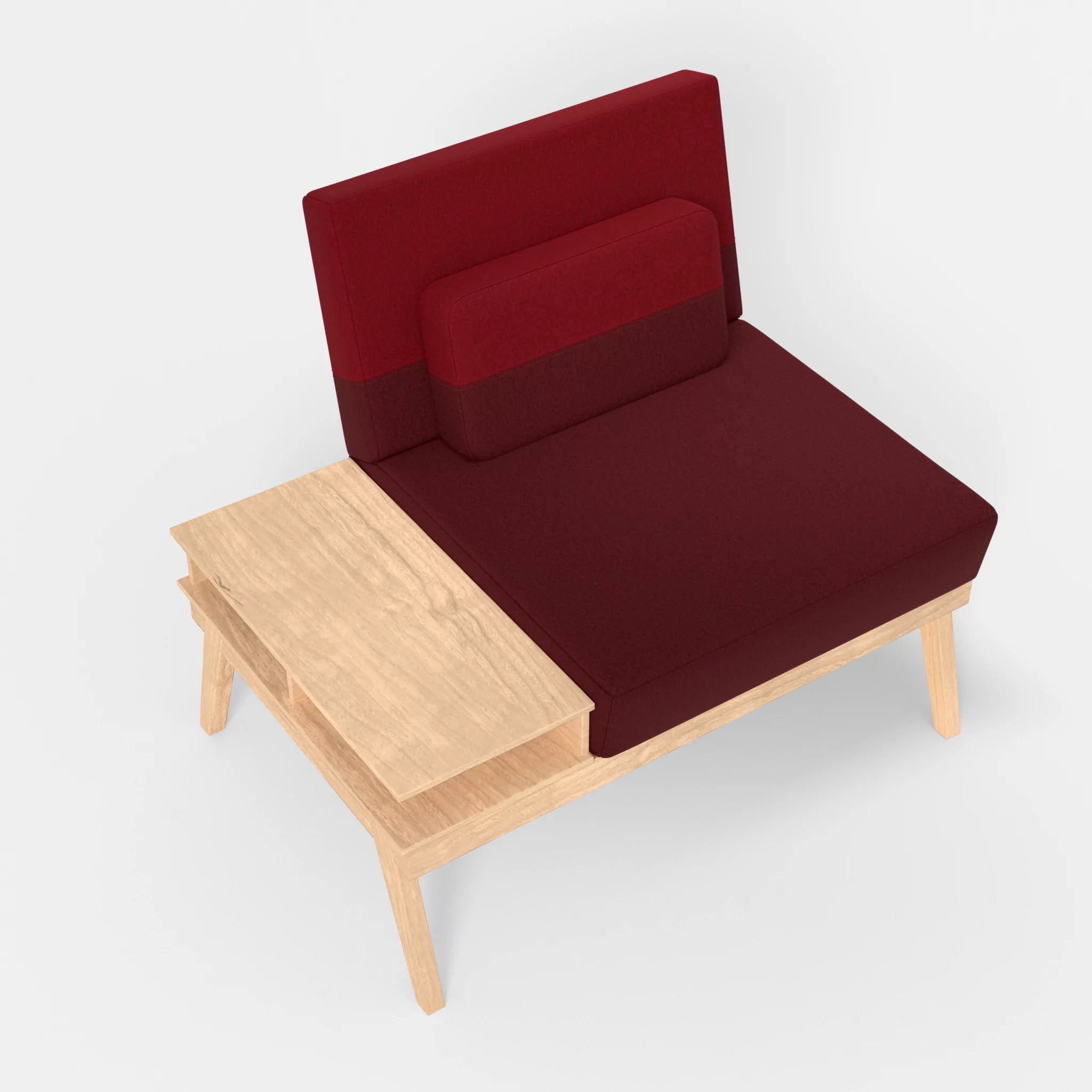 1er Sitzsofa Bauz mit Ablage links dama0034-dama0053 in Bordeaux und Rot von oben