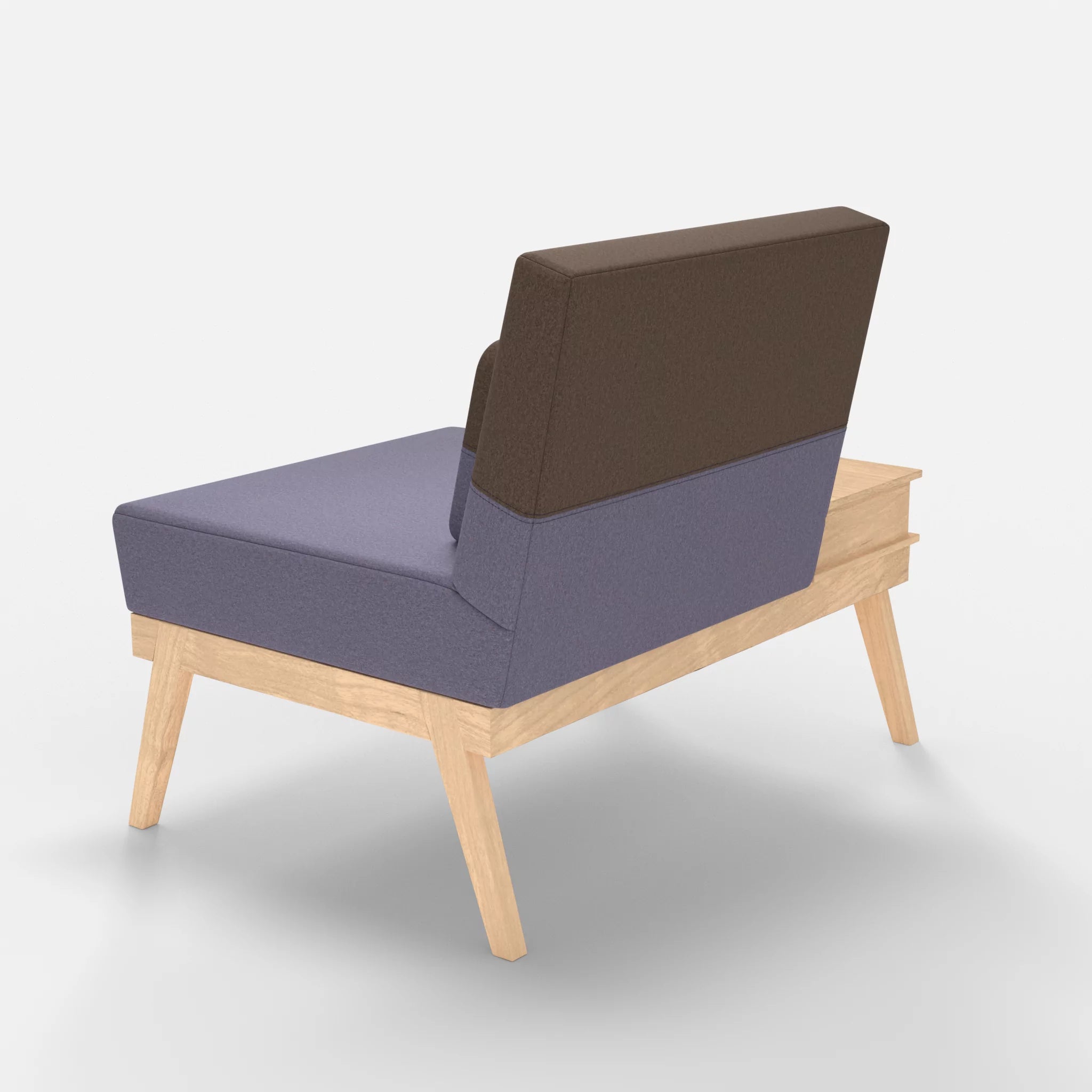 1er Sitzsofa Bauz mit Ablage links dama0039-dama0051 in Flieder und Braun von hinten