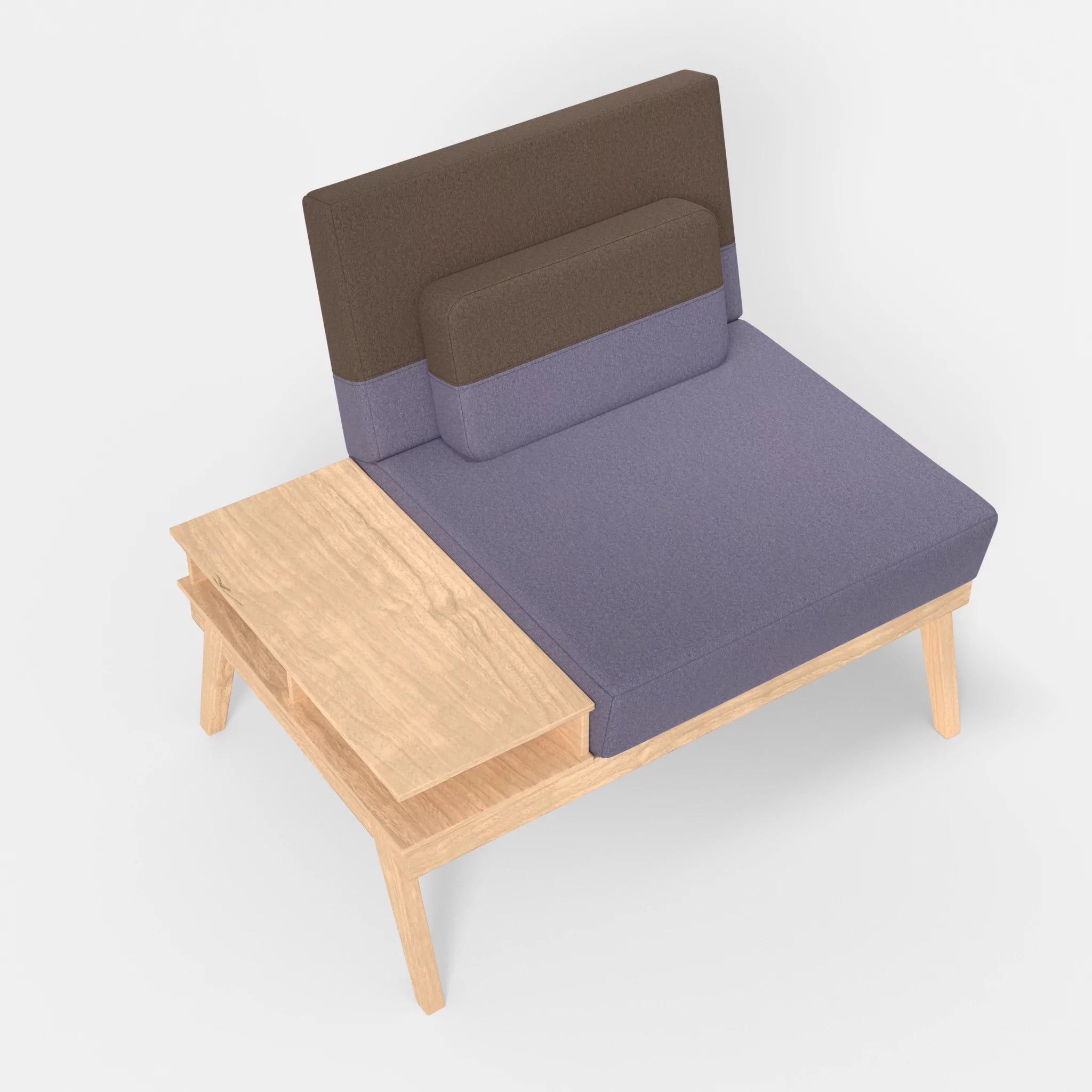 1er Sitzsofa Bauz mit Ablage links dama0039-dama0051 in Flieder und Braun von oben