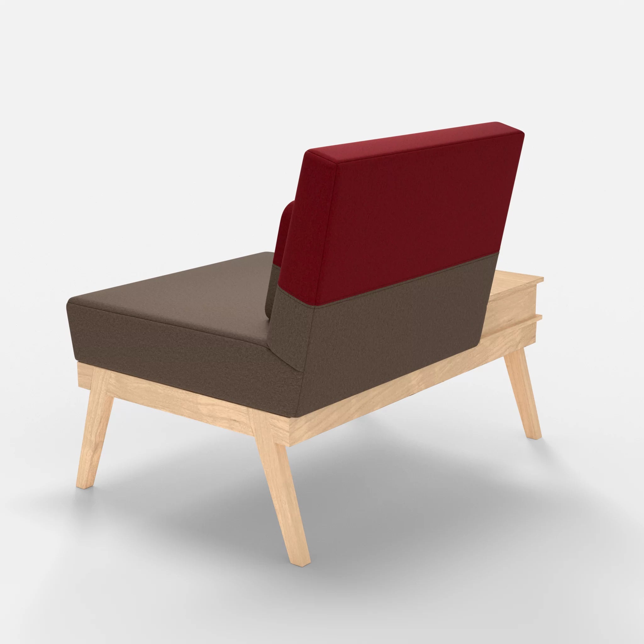 1er Sitzsofa Bauz mit Ablage links dama0051-dama0053 in Braun und Rot von hinten