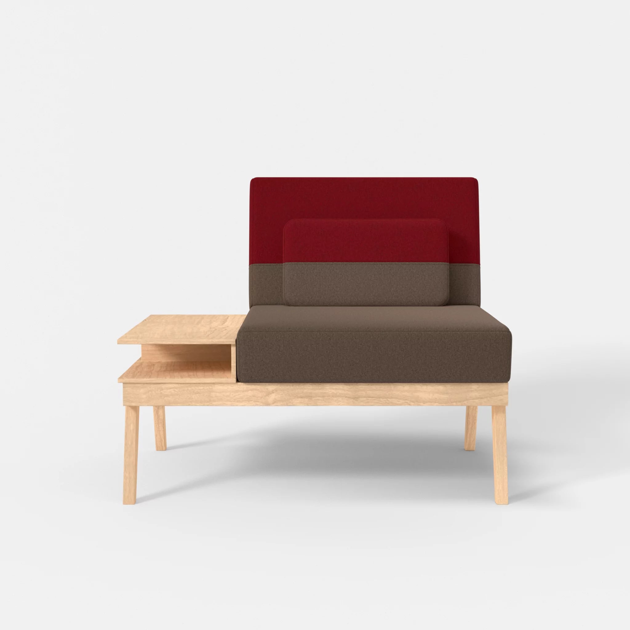 1er Sitzsofa Bauz mit Ablage links dama0051-dama0053 in Braun und Rot von vorne