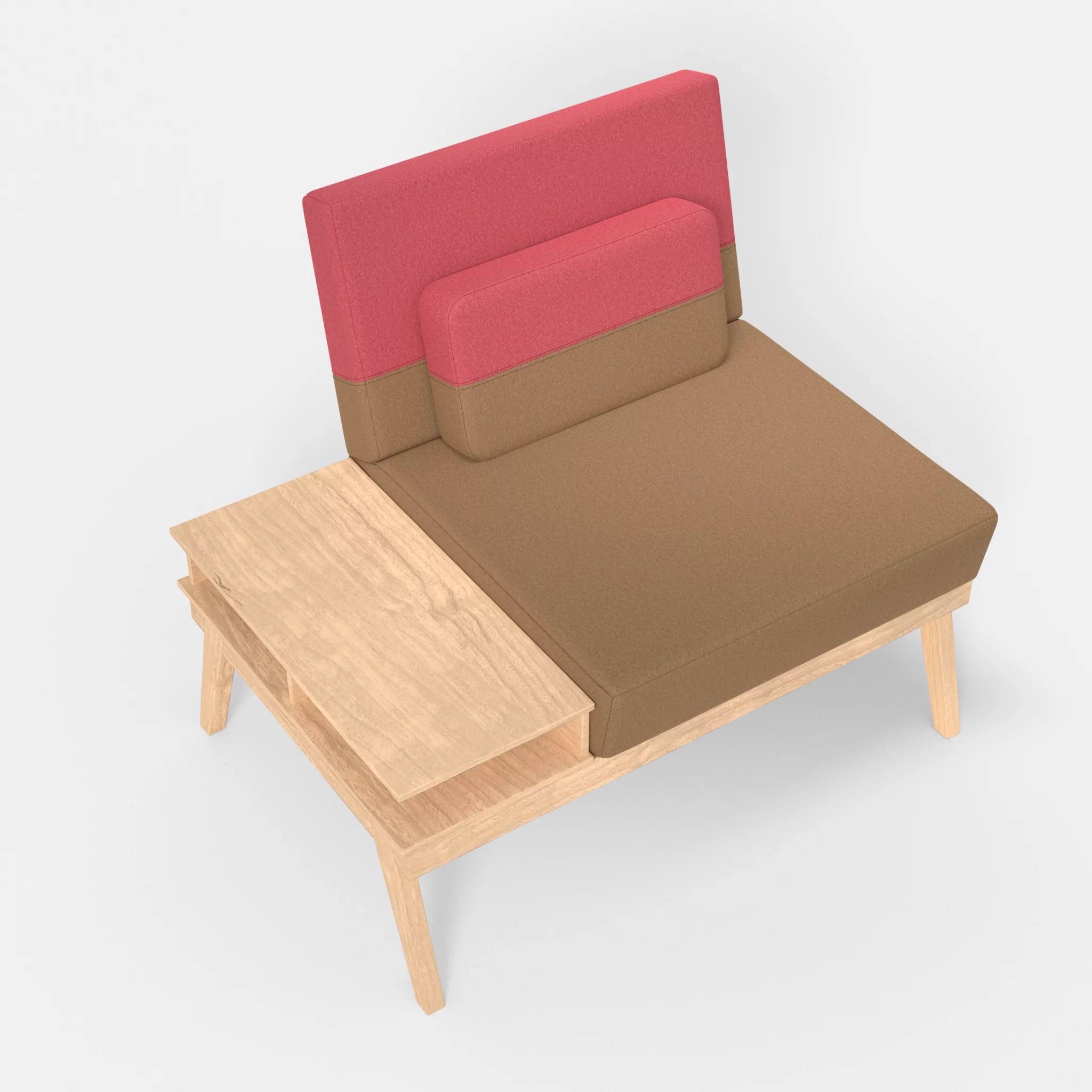 1er Sitzsofa Bauz mit Ablage links dama0056-dama0083 in Beige und Pink von oben