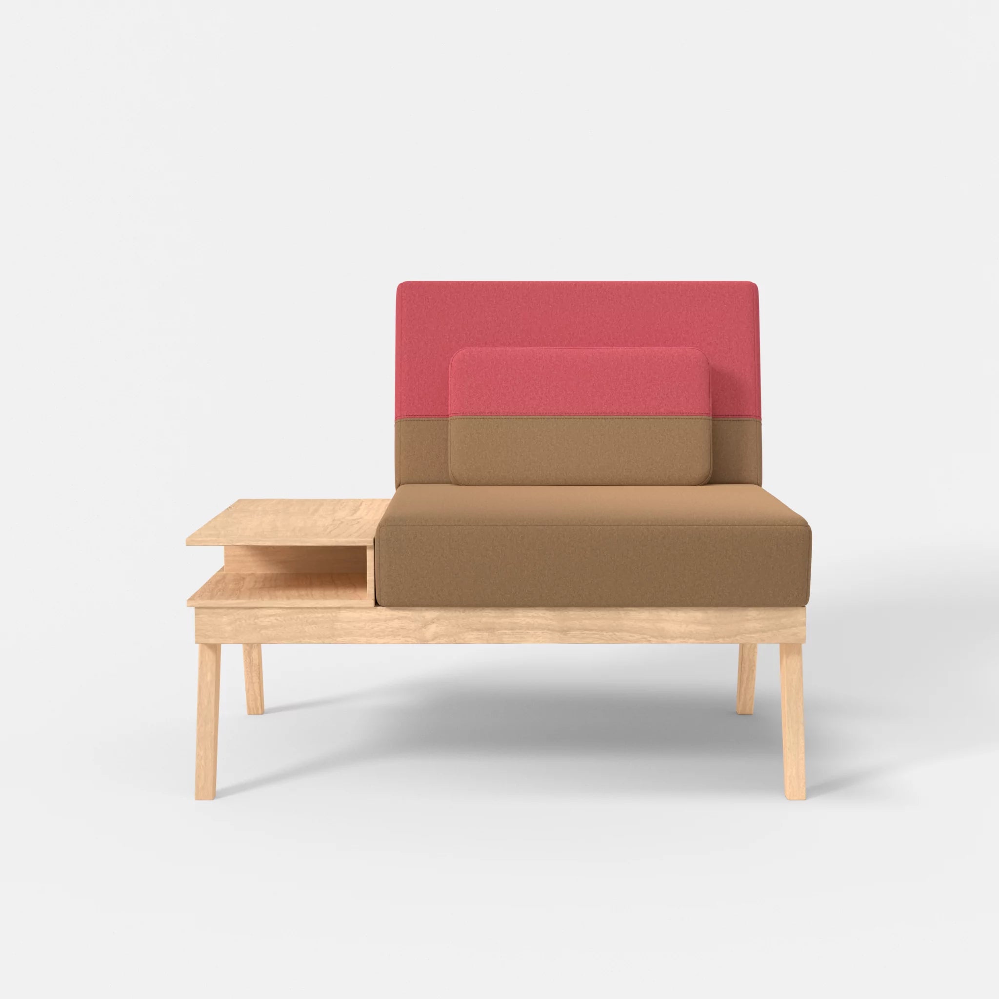 1er Sitzsofa Bauz mit Ablage links dama0056-dama0083 in Beige und Pink von vorne