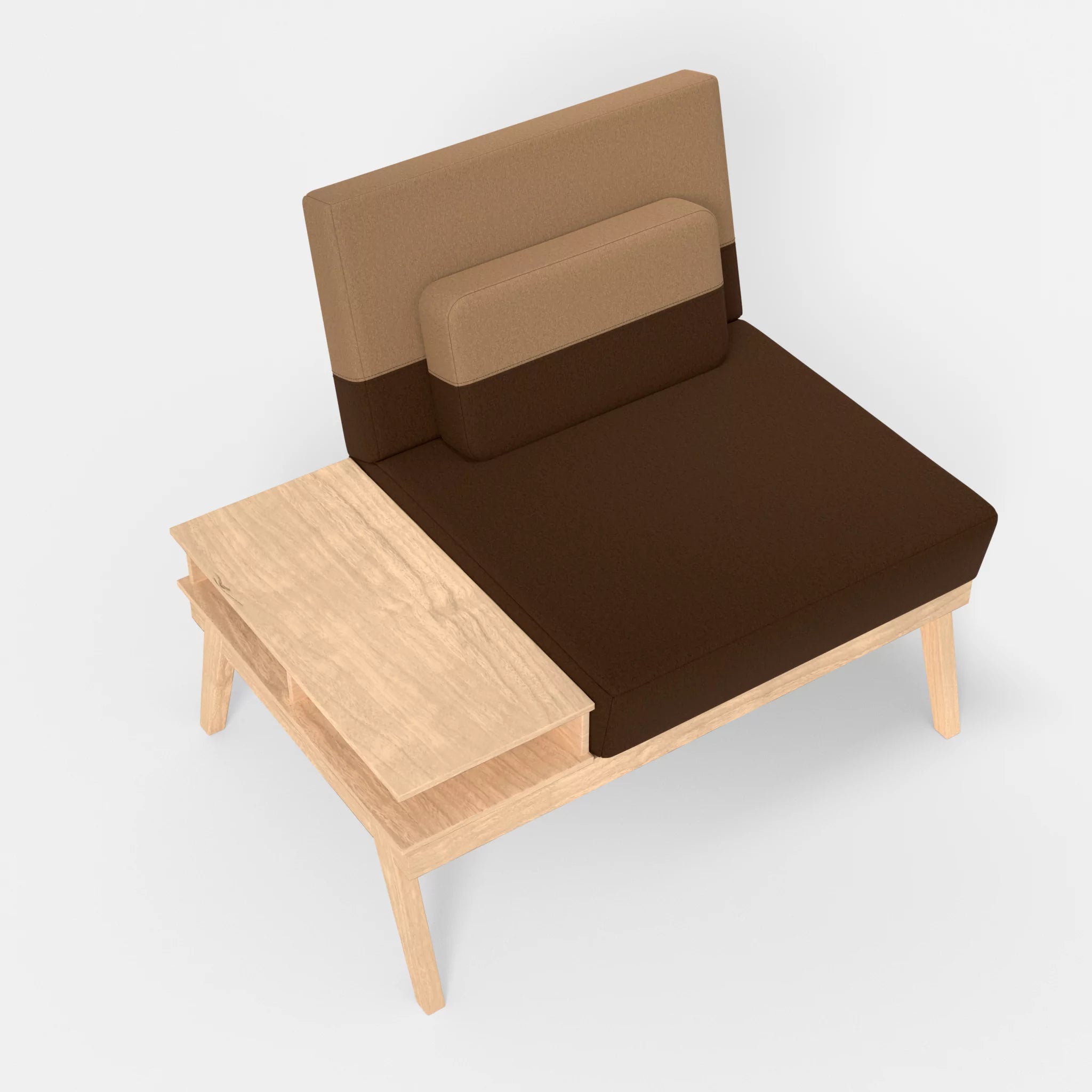 1er Sitzsofa Bauz mit Ablage links dama0060-dama0056 in Braun und Beige von oben