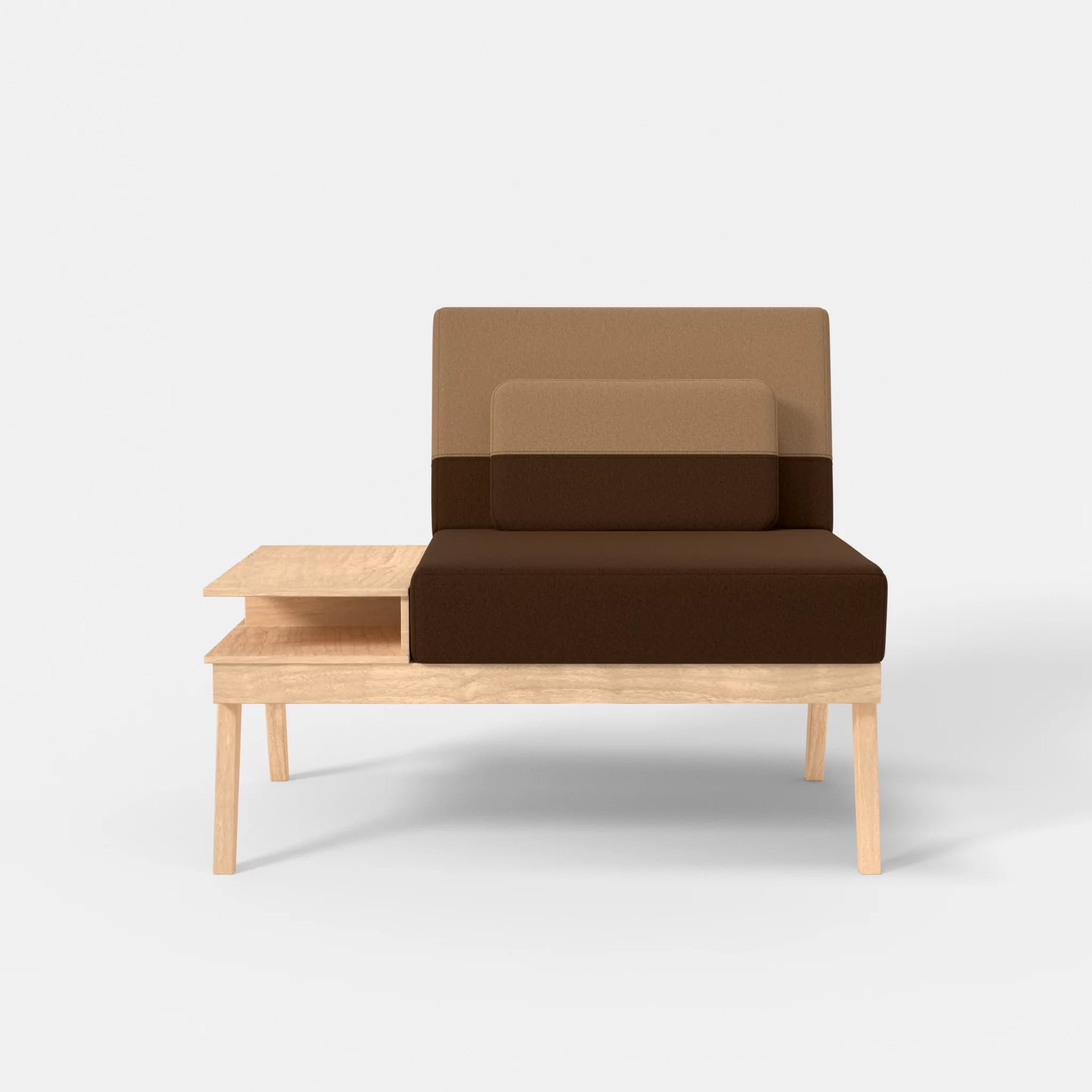 1er Sitzsofa Bauz mit Ablage links dama0060-dama0056 in Braun und Beige von vorne