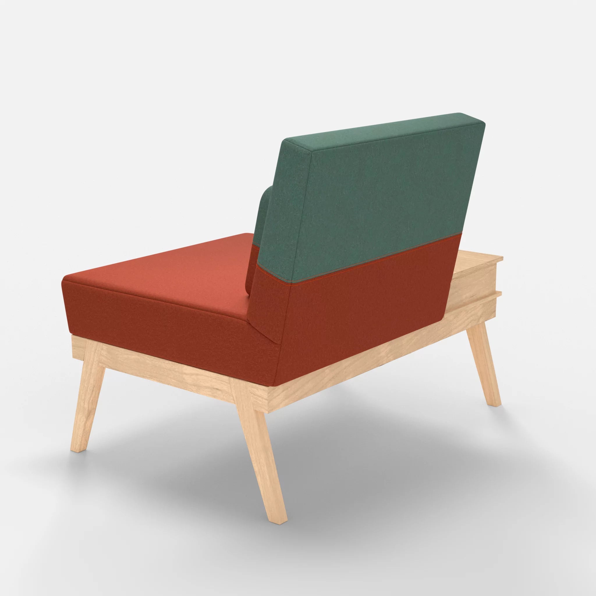 1er Sitzsofa Bauz mit Ablage links dama0062-dama0045 in Orange und Türkis von hinten