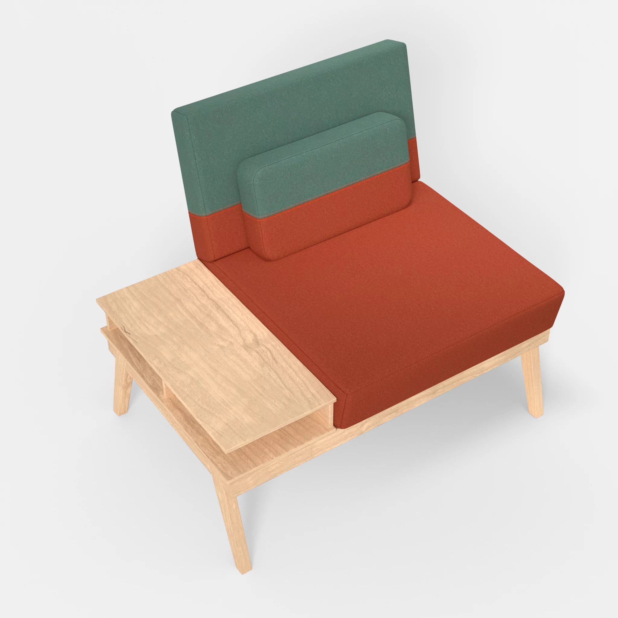 1er Sitzsofa Bauz mit Ablage links dama0062-dama0045 in Orange und Türkis von oben