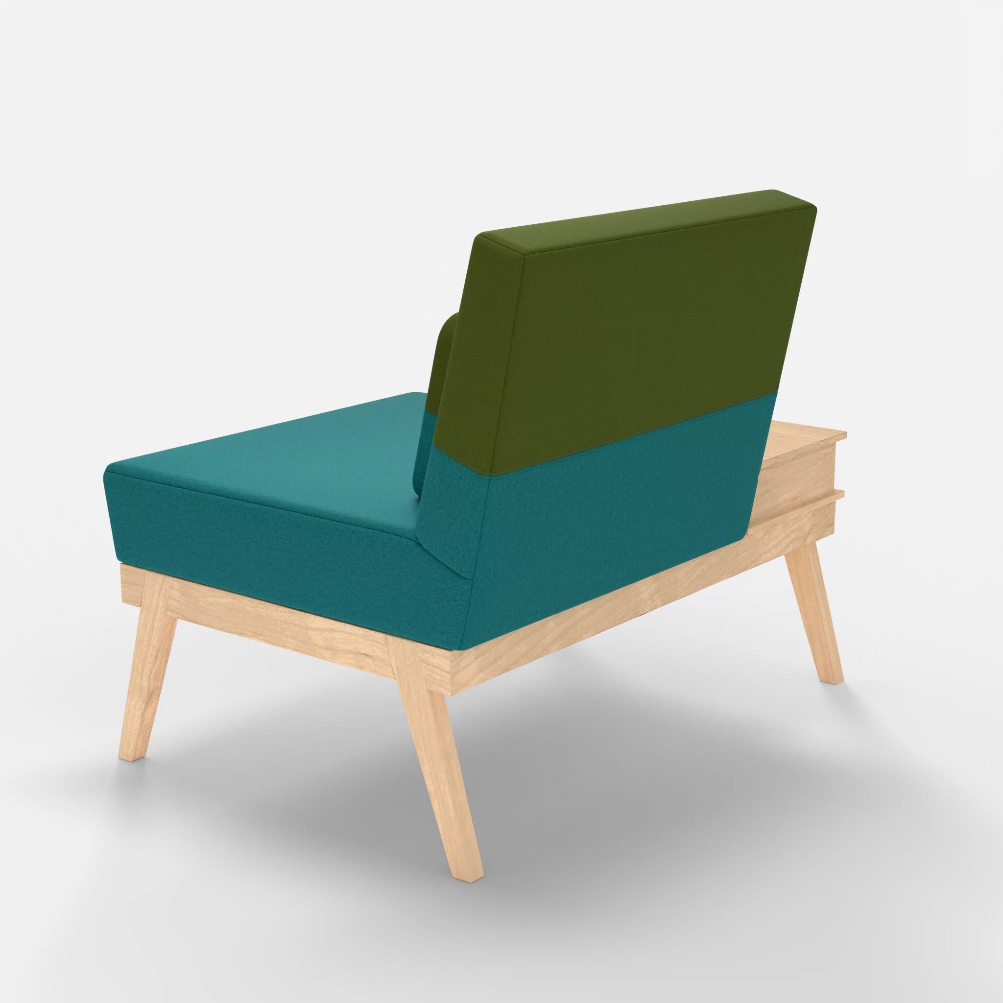 1er Sitzsofa Bauz mit Ablage links dama0076-dama0059 in Türkis und Grün von hinten
