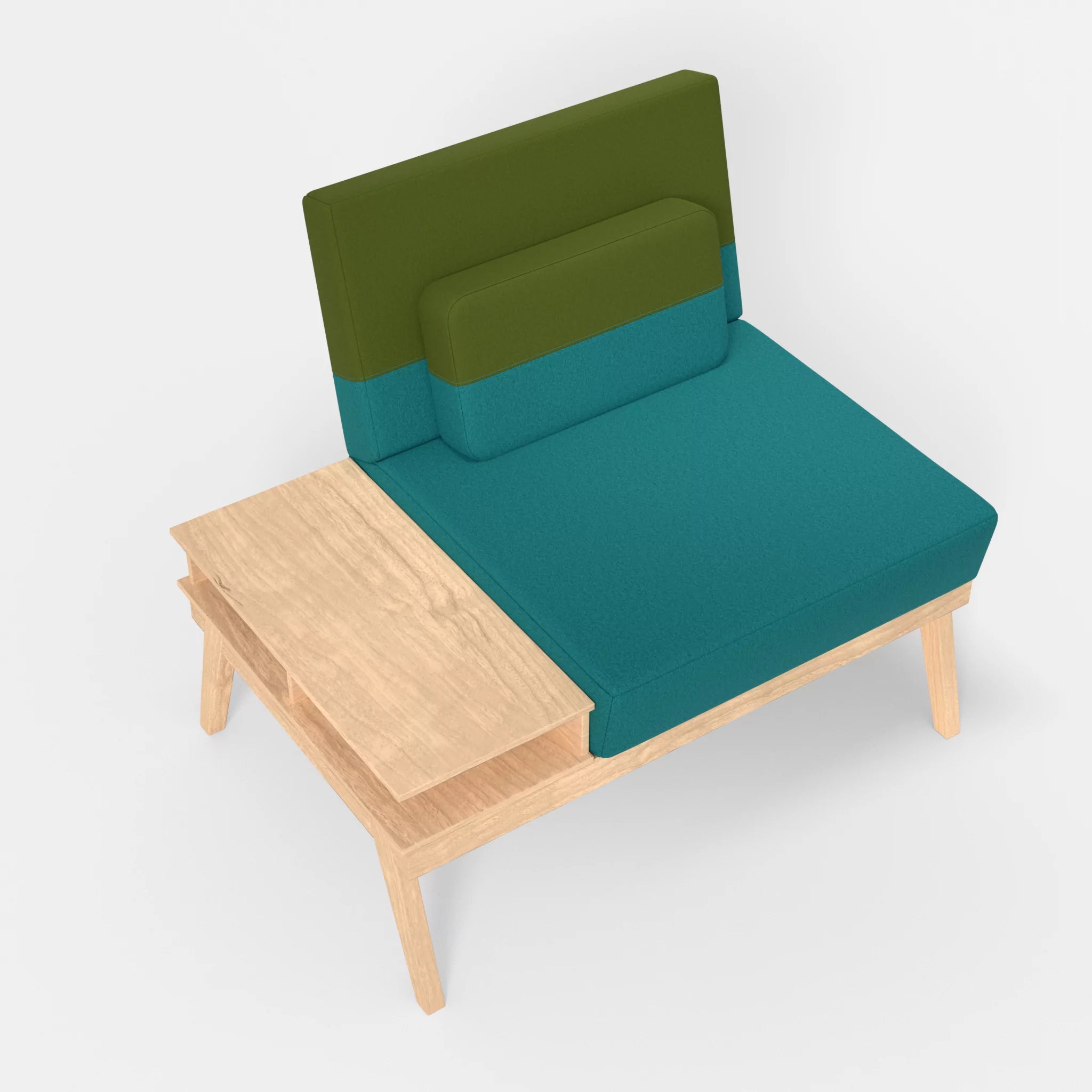 1er Sitzsofa Bauz mit Ablage links dama0076-dama0059 in Türkis und Grün von oben