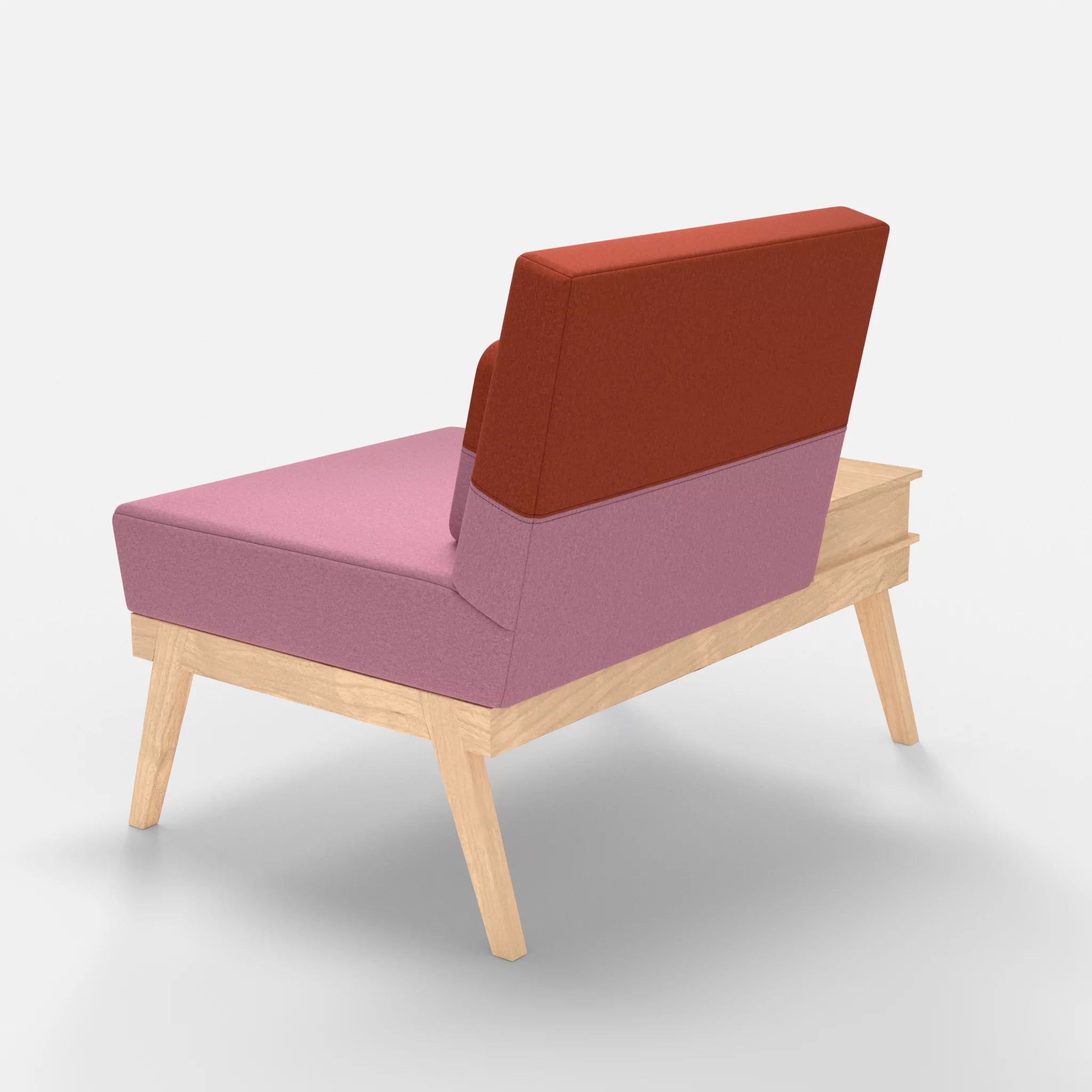 1er Sitzsofa Bauz mit Ablage links dama0084-dama0062 in Rosa und Orange von hinten