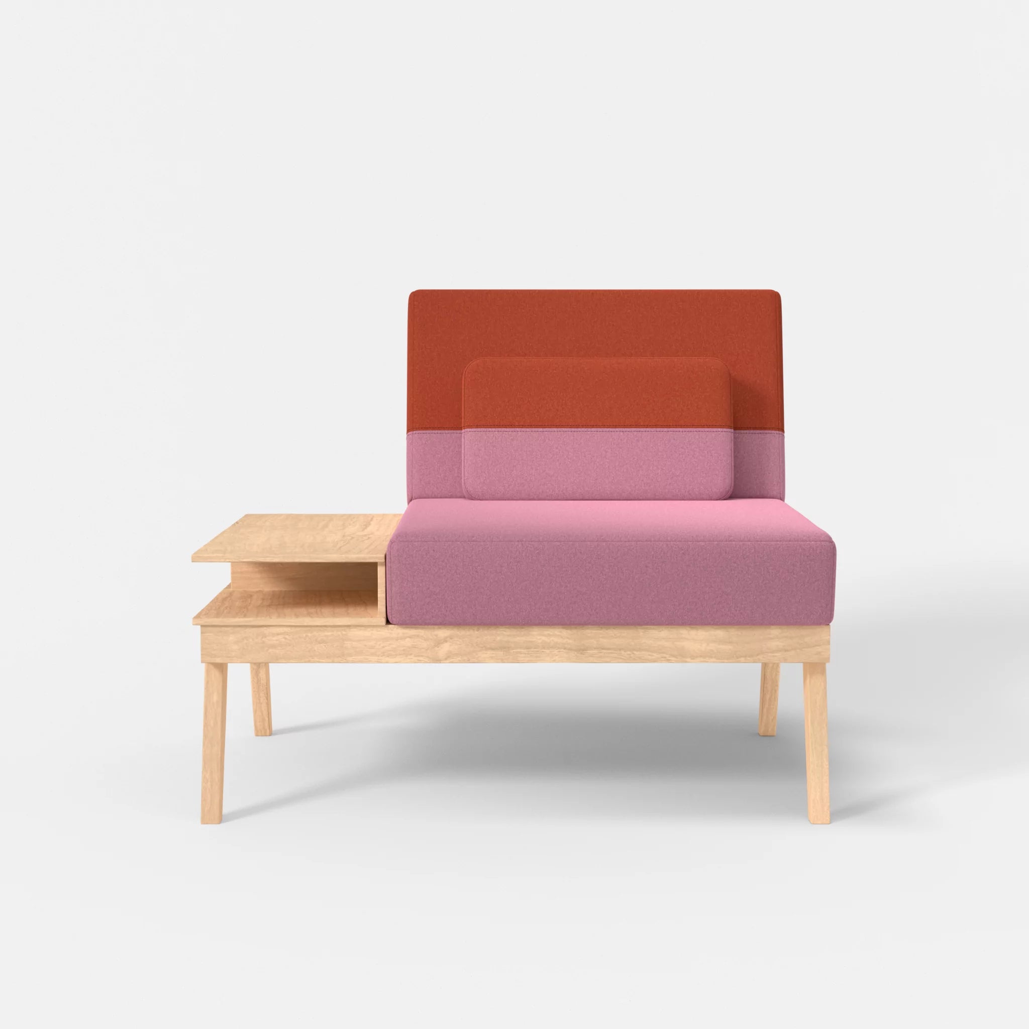 1er Sitzsofa Bauz mit Ablage links dama0084-dama0062 in Rosa und Orange von vorne