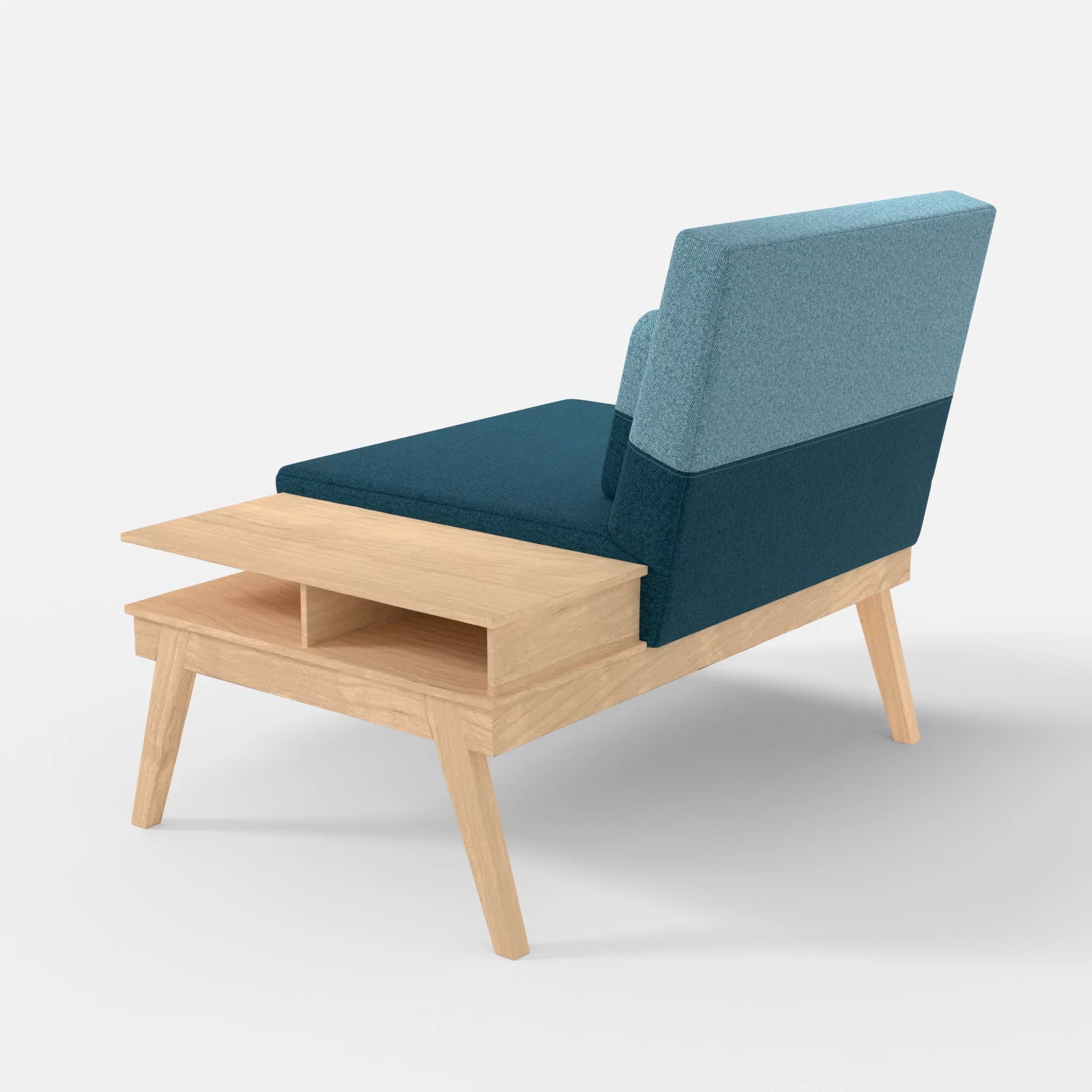 1er Sitzsofa Bauz mit Ablage rechts celia0203-celia0209 in Blau und Türkis von hinten