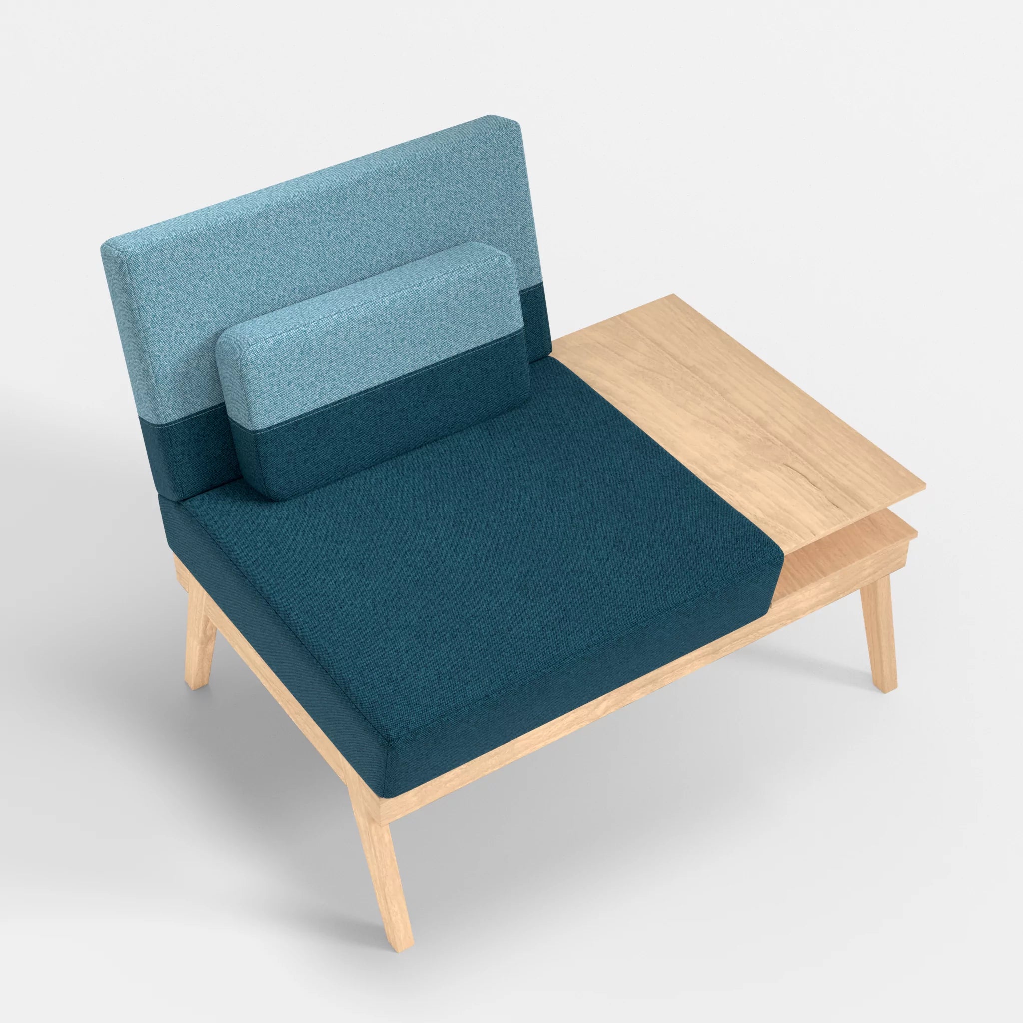 1er Sitzsofa Bauz mit Ablage rechts celia0203-celia0209 in Blau und Türkis von oben